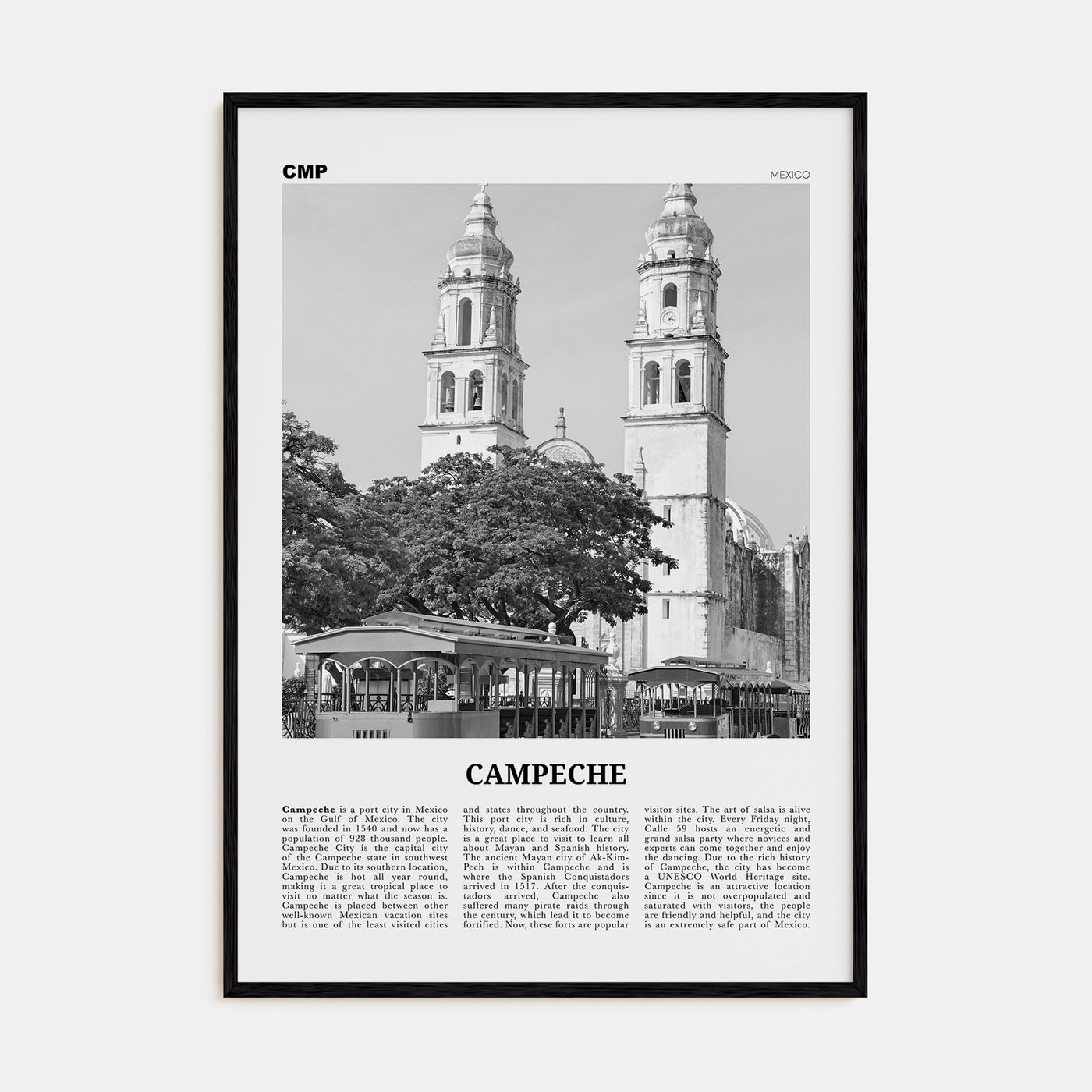 Campeche Travel B&W Poster