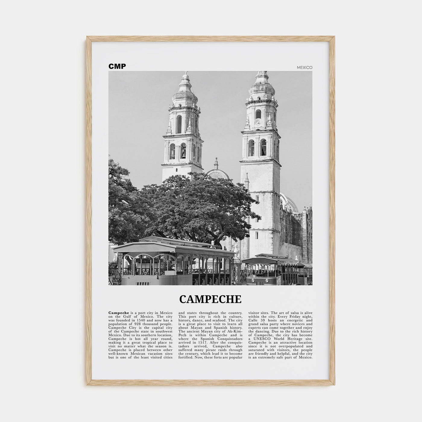 Campeche Travel B&W Poster