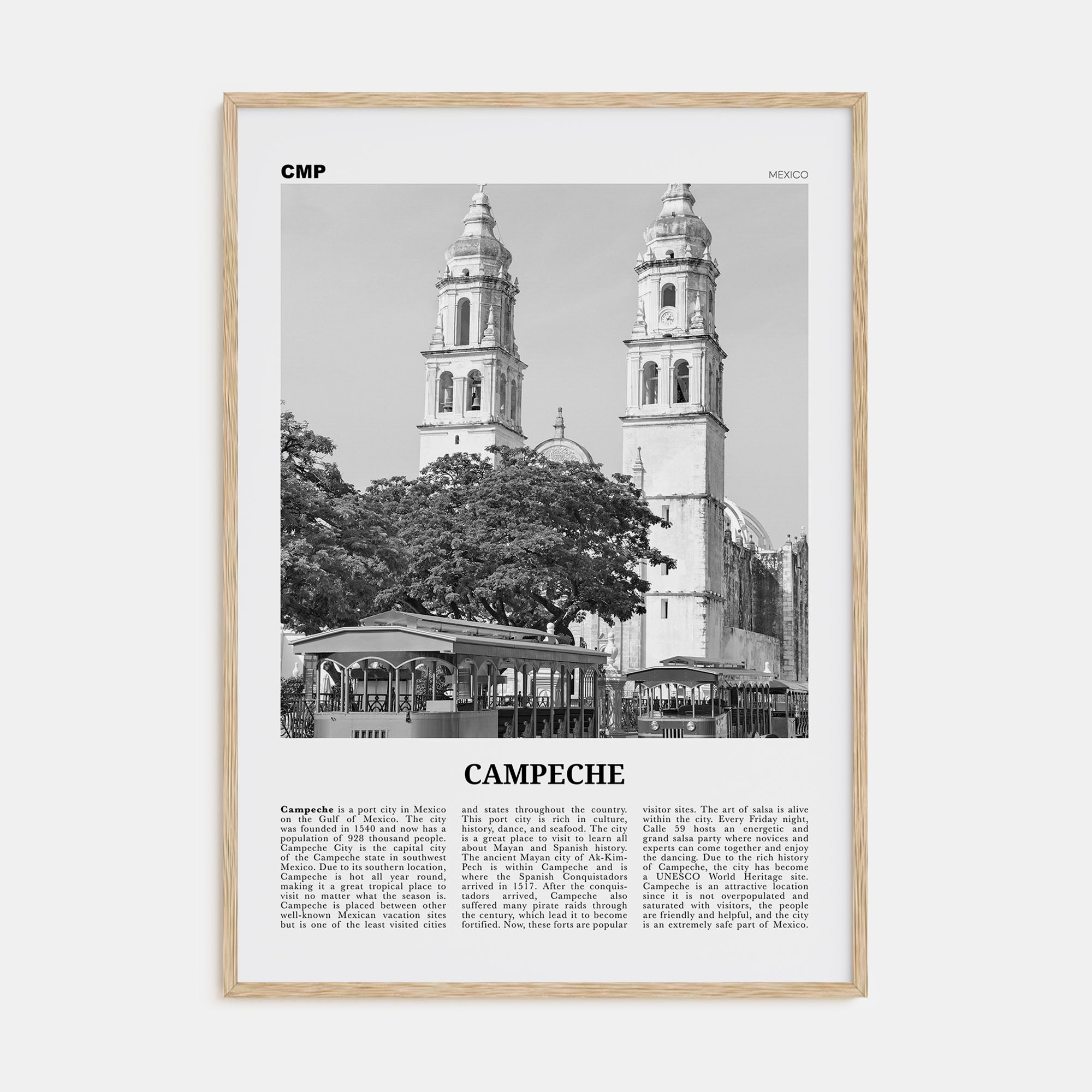Campeche Travel B&W Poster