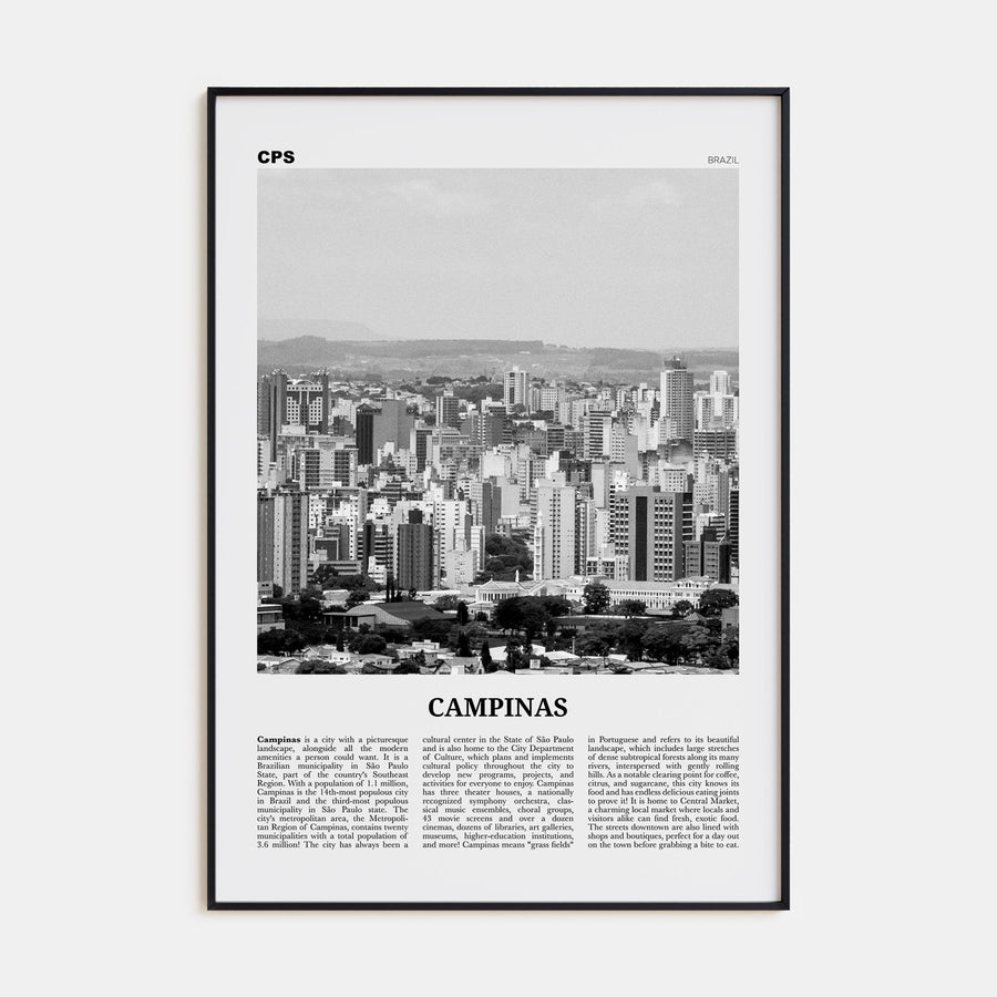 Campinas Travel B&W Poster