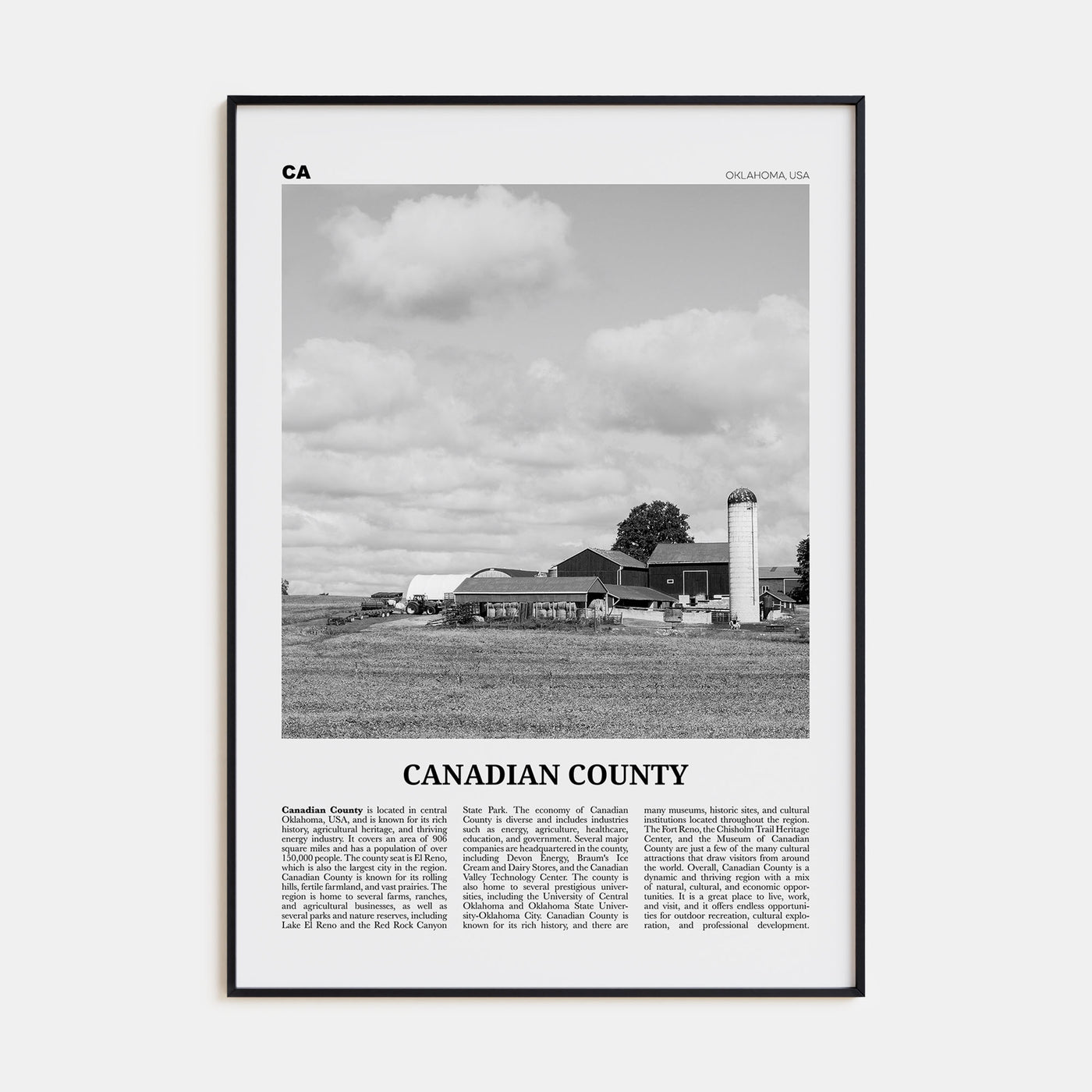 Canadian County Travel B&W Poster