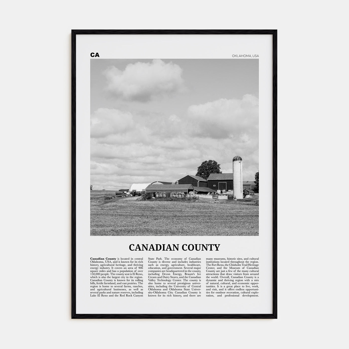 Canadian County Travel B&W Poster