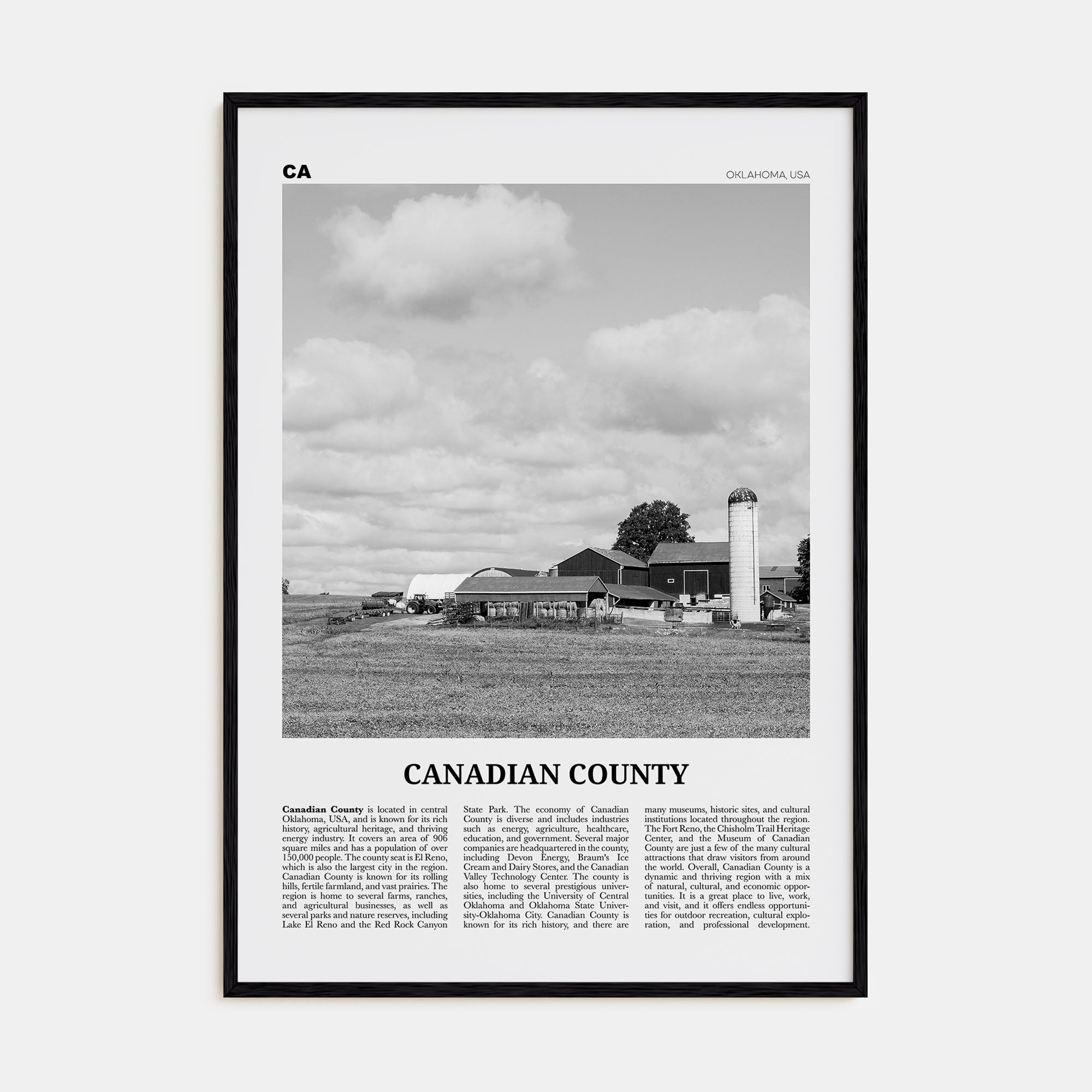 Canadian County Travel B&W Poster