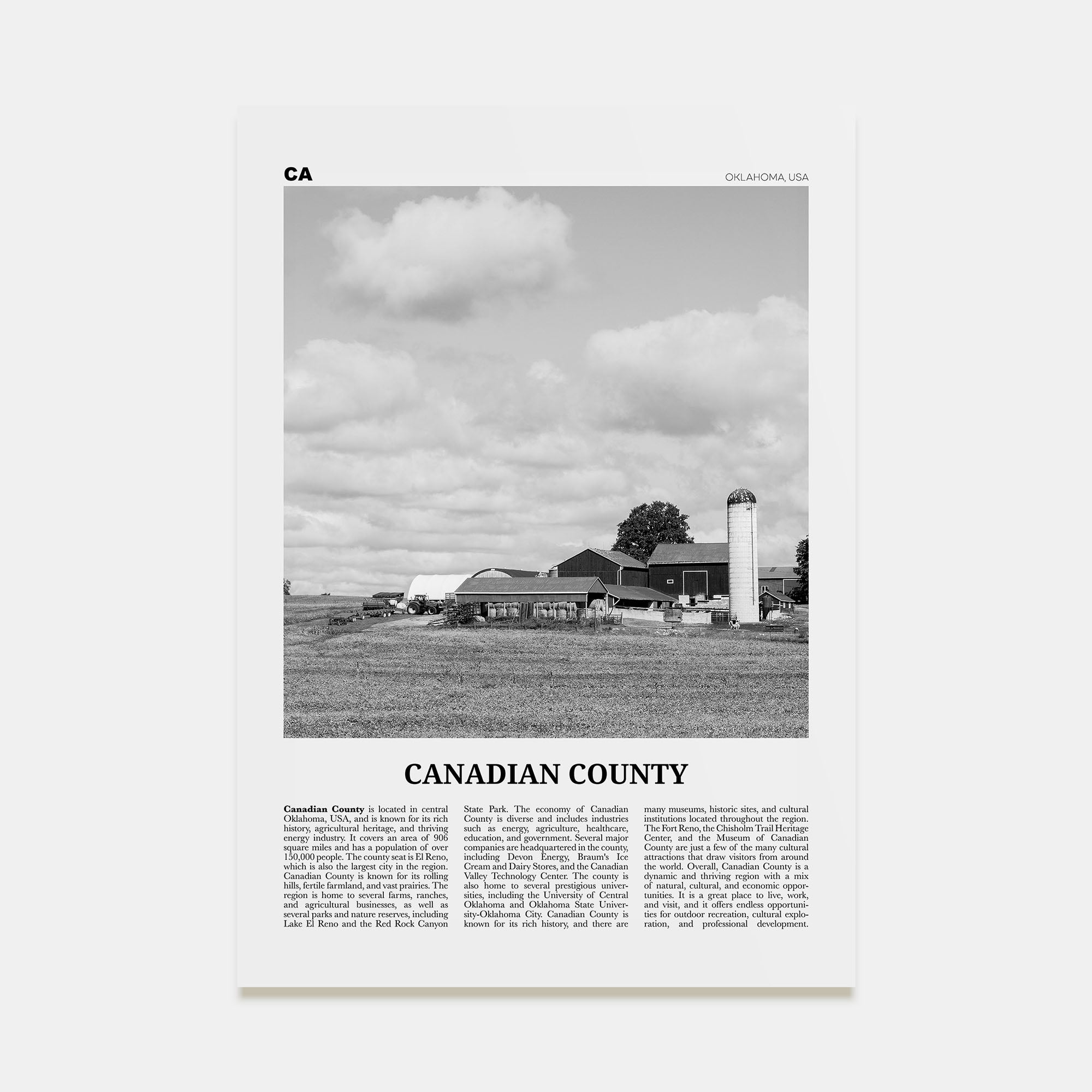 Canadian County Travel B&W Poster