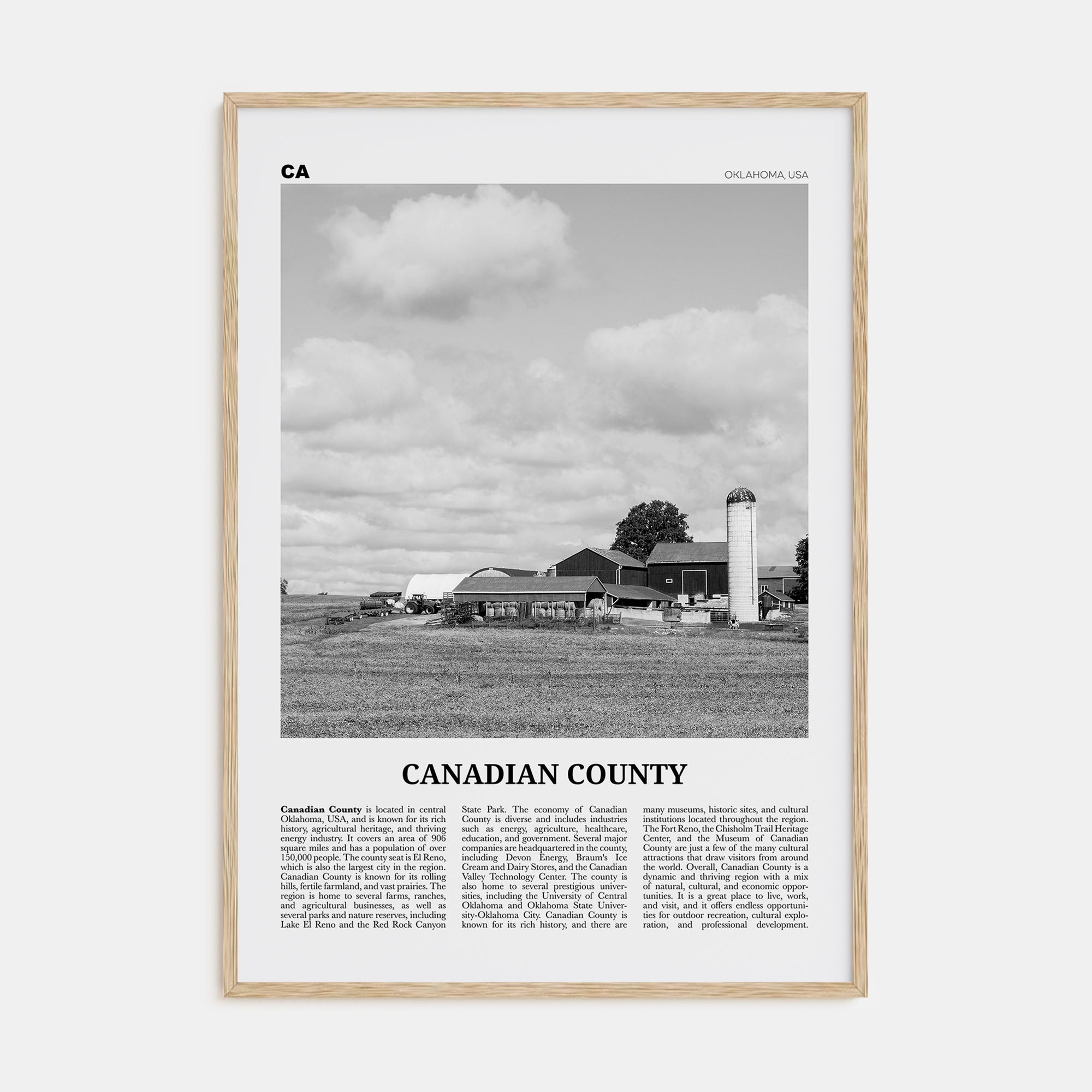 Canadian County Travel B&W Poster