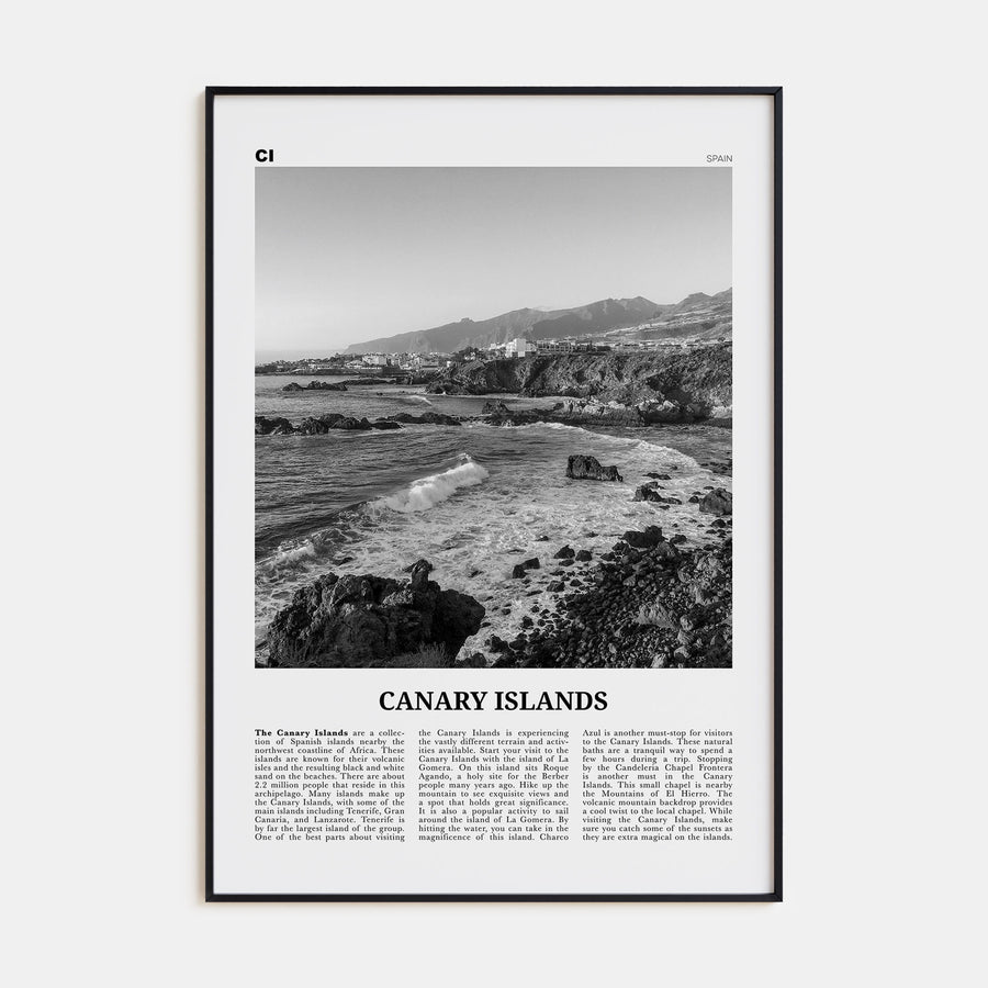 Canary Islands Travel B&W Poster