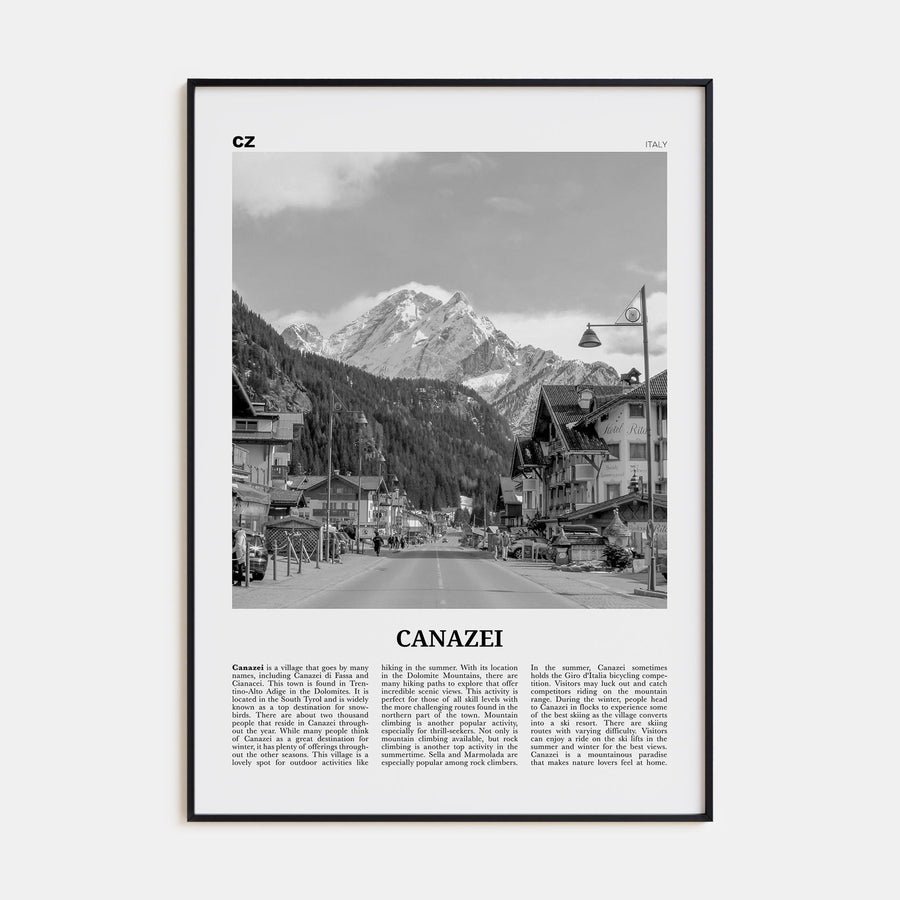 Canazei Travel B&W Poster