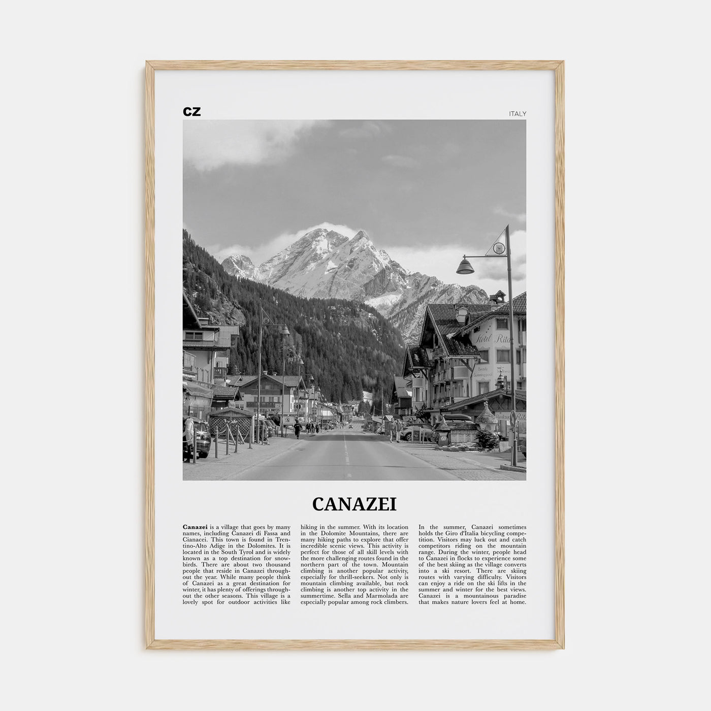 Canazei Travel B&W Poster