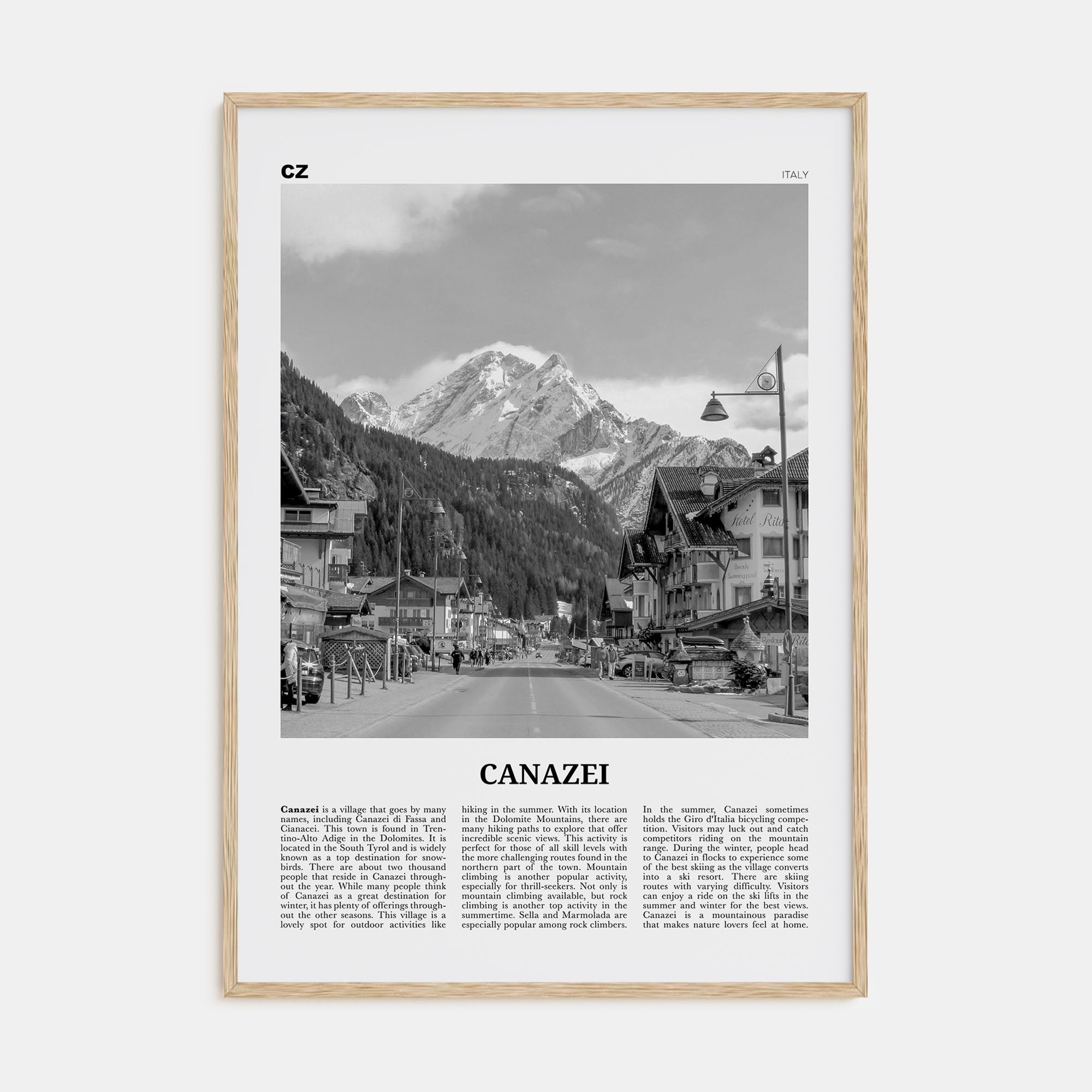 Canazei Travel B&W Poster