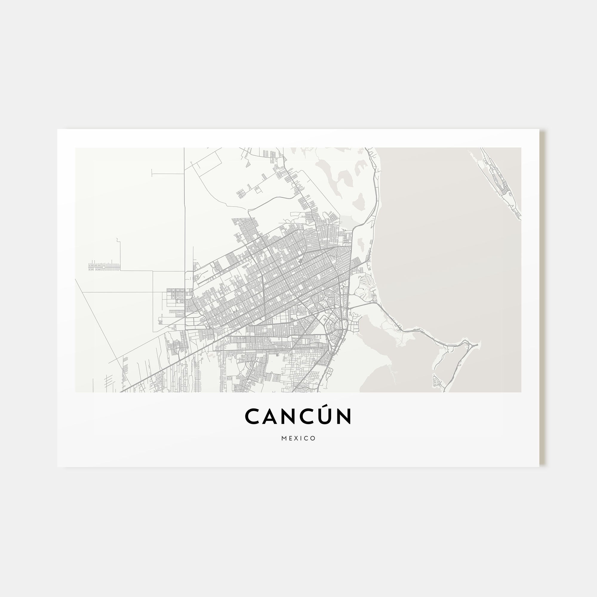 Cancún Map Landscape Poster