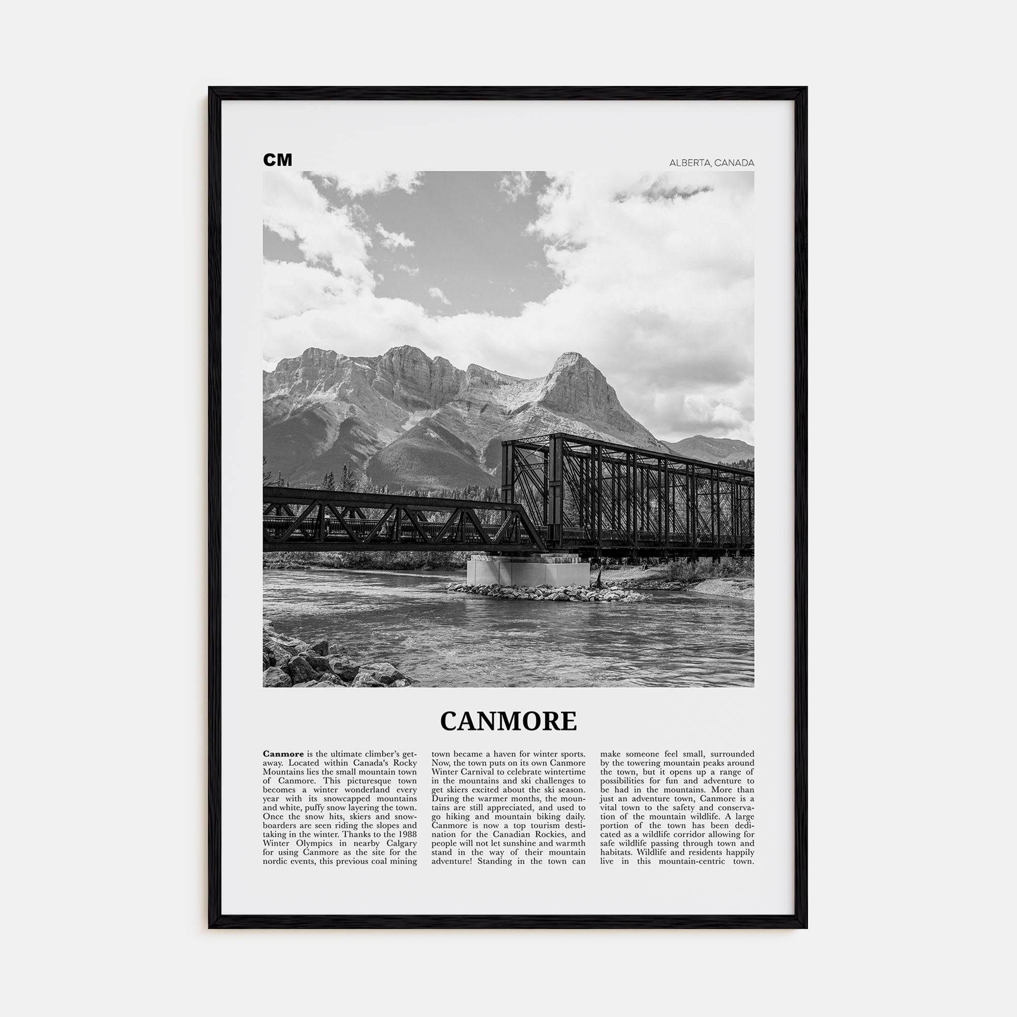 Canmore Travel B&W Poster