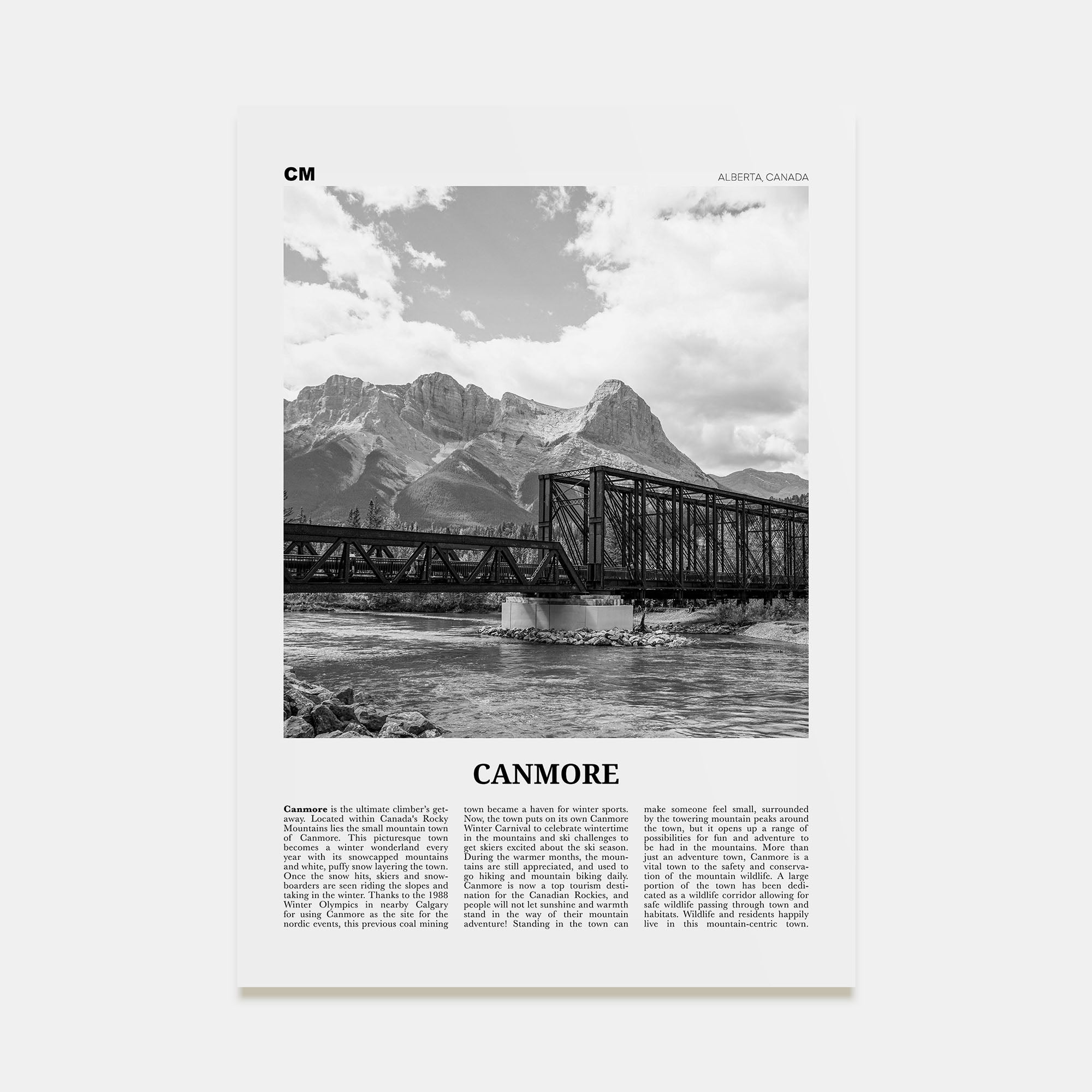 Canmore Travel B&W Poster