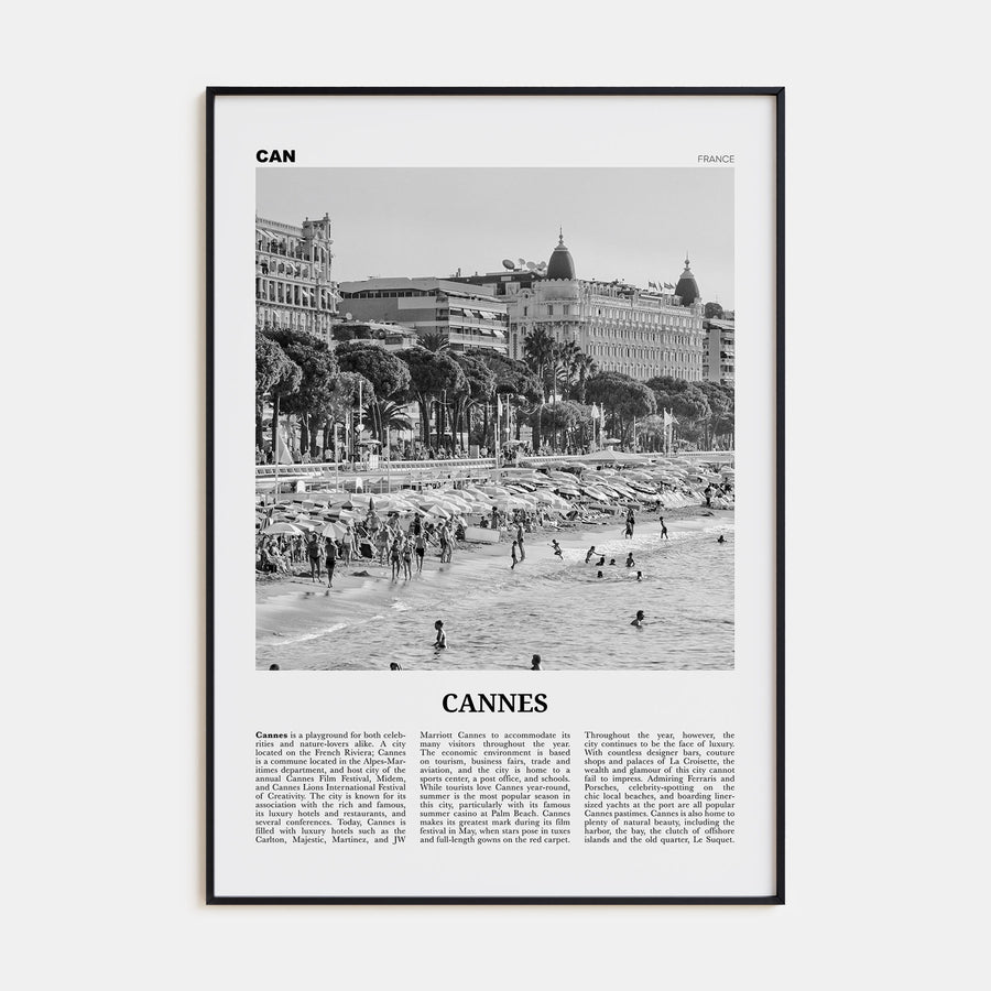 Cannes Travel B&W Poster