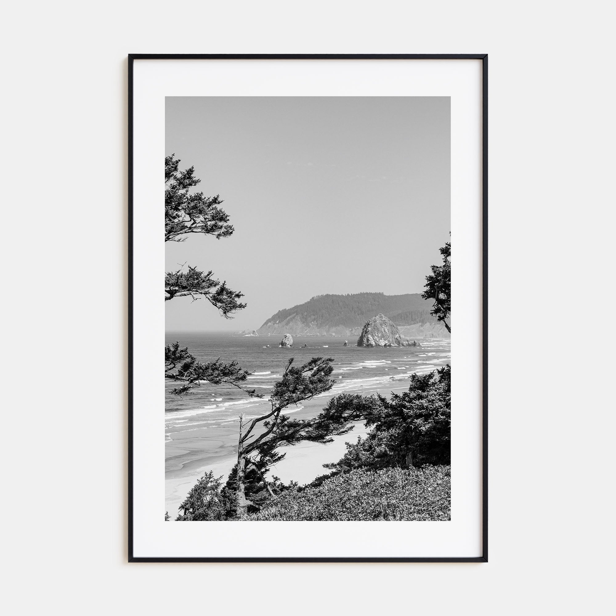 Cannon Beach Photo B&W Poster