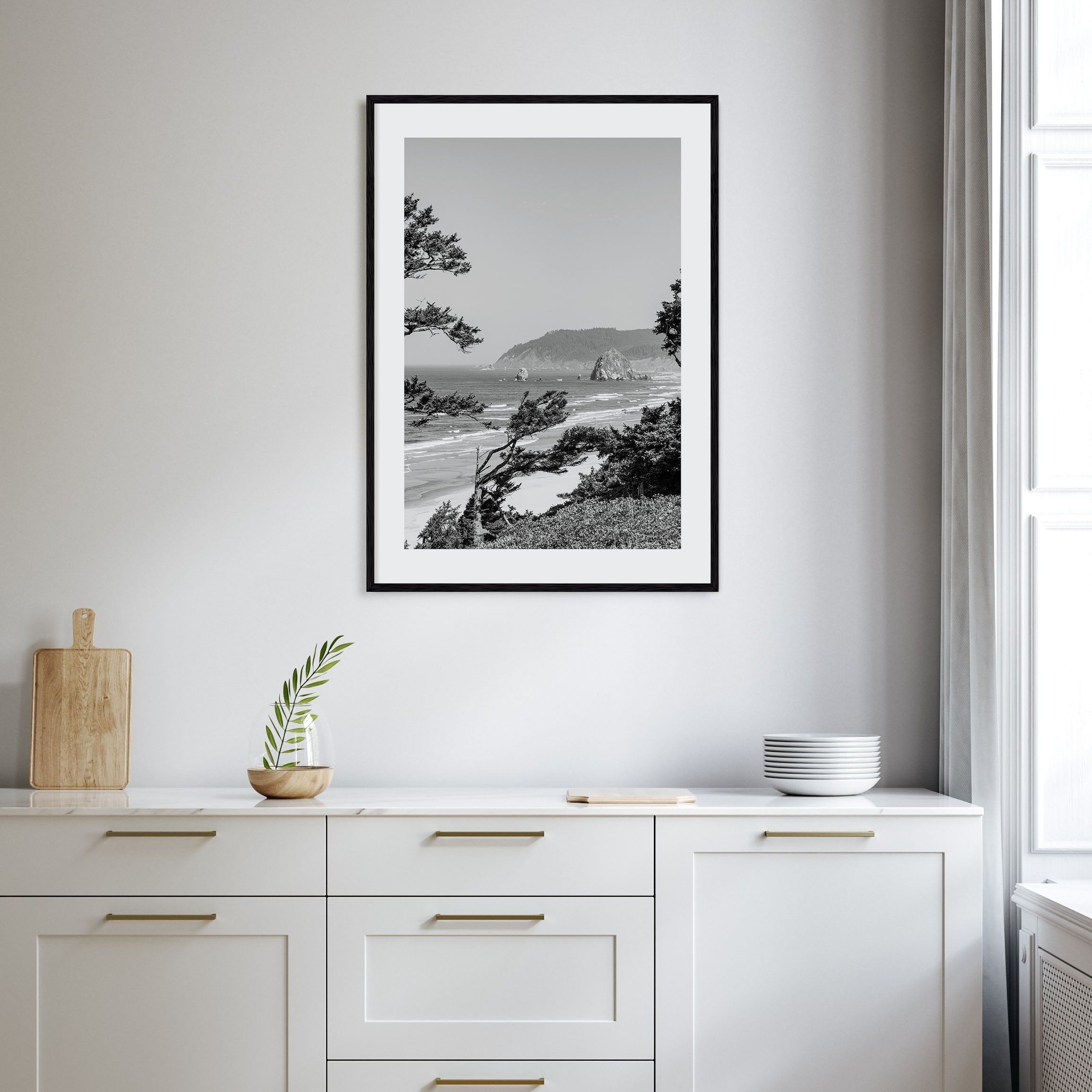 Cannon Beach Photo B&W Poster