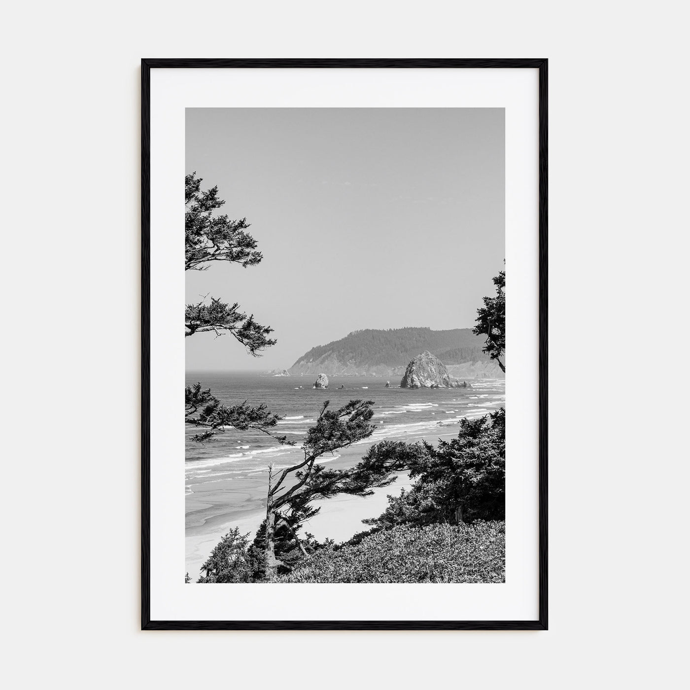 Cannon Beach Photo B&W Poster