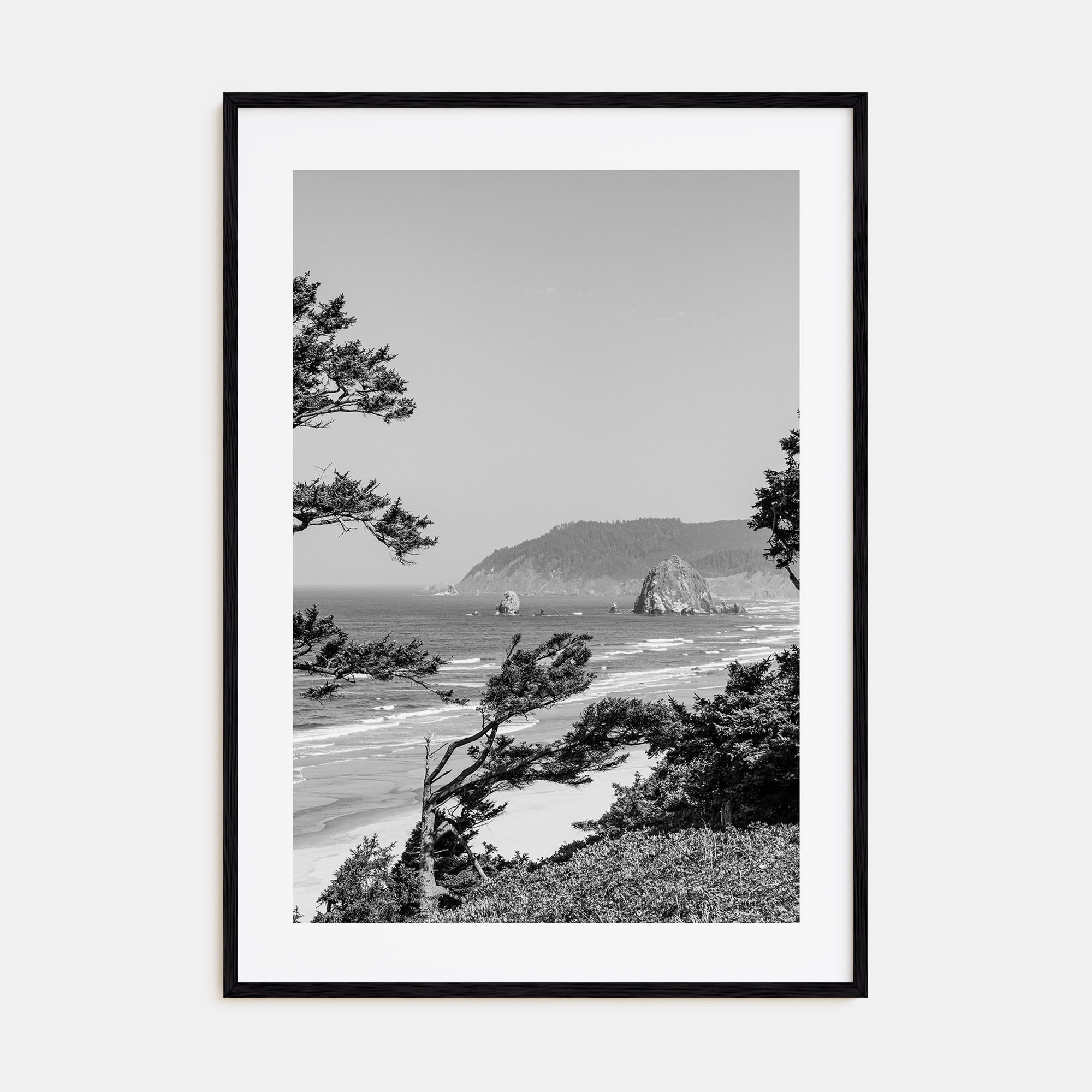 Cannon Beach Photo B&W Poster