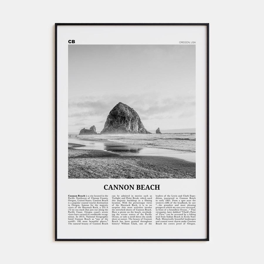 Cannon Beach Travel B&W Poster