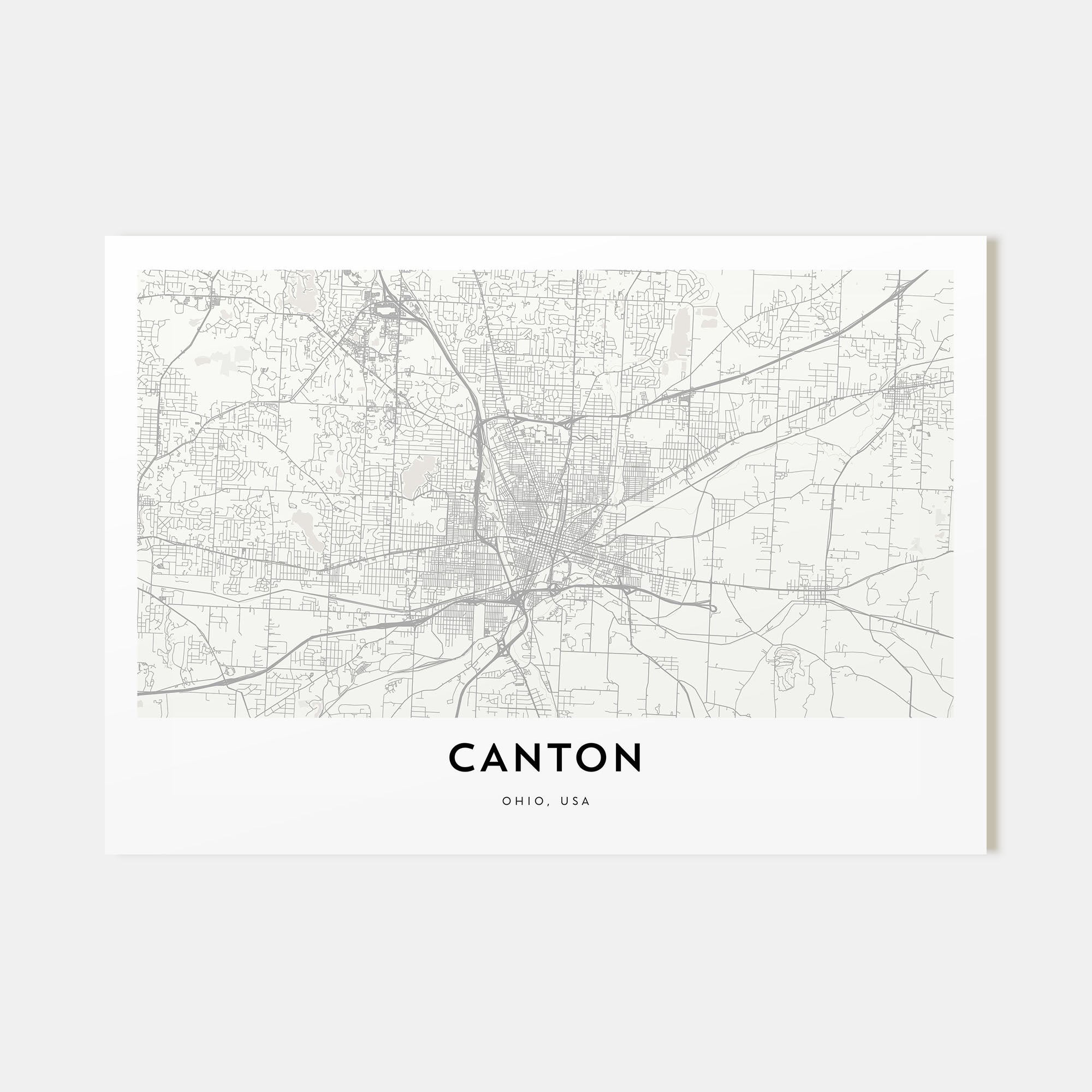 Canton Map Landscape Poster
