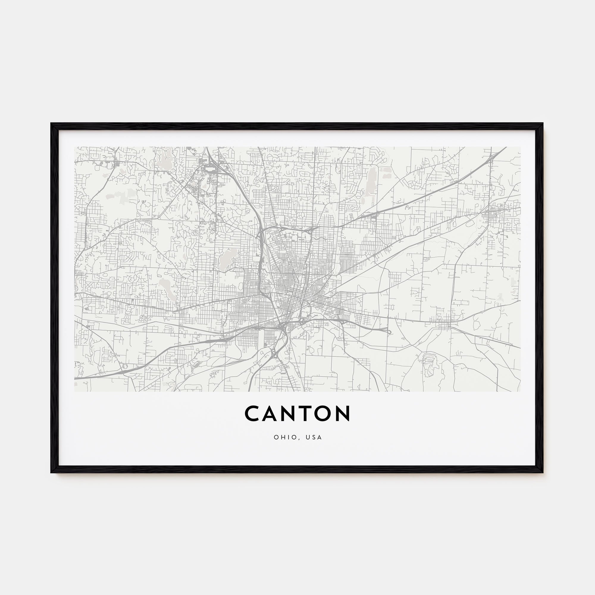Canton Map Landscape Poster