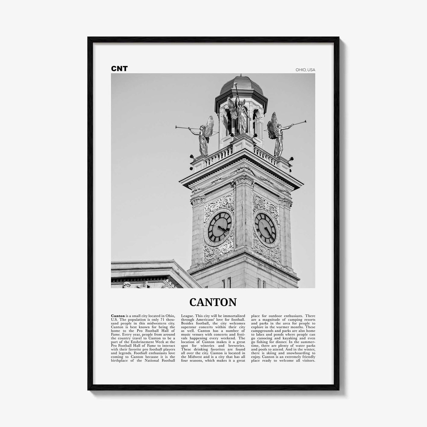 Canton Print Black and White, Canton Wall Art, Canton Poster, Canton Photo, Canton Wall Décor, Ohio, USA, United States