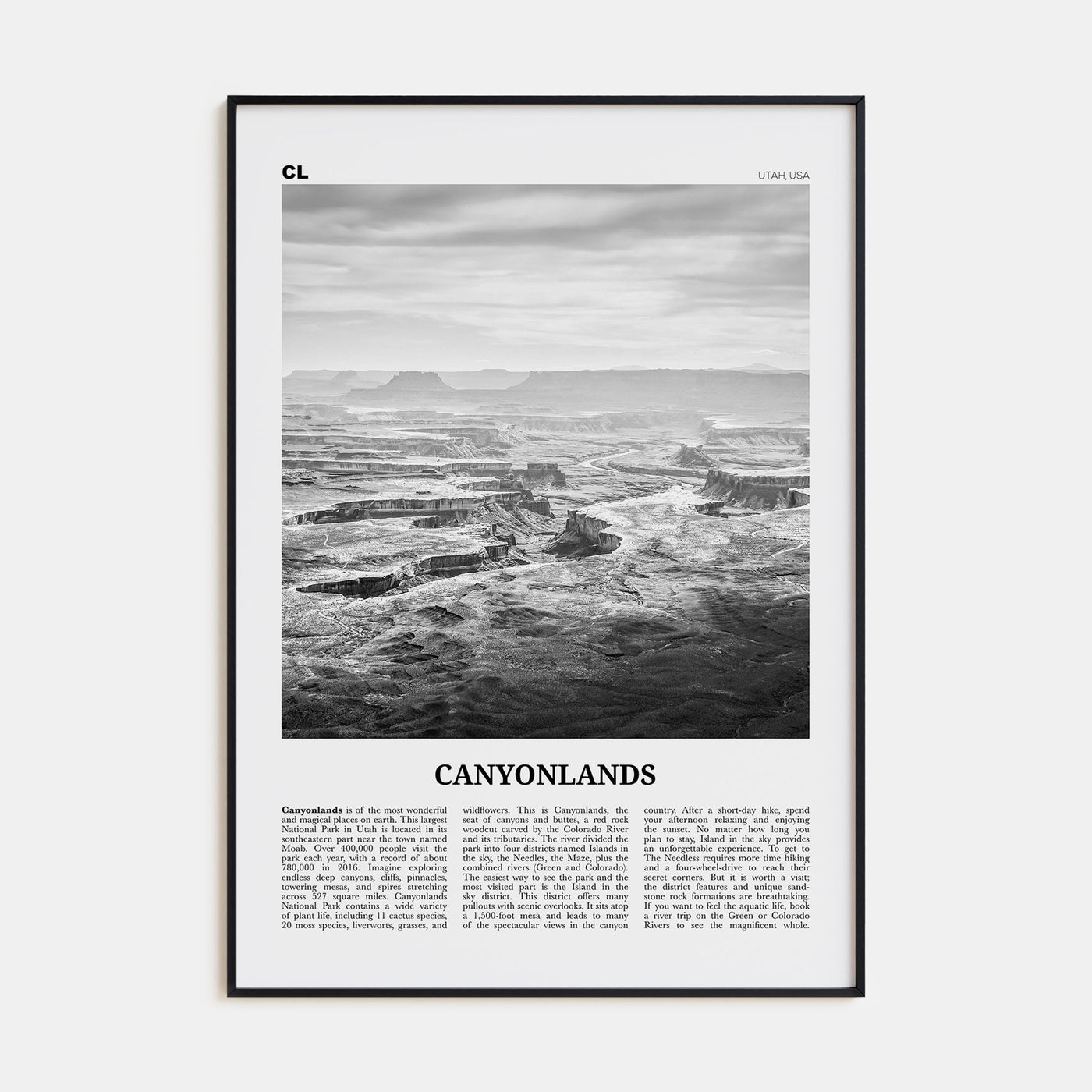 Canyonlands National Park Travel B&W Poster