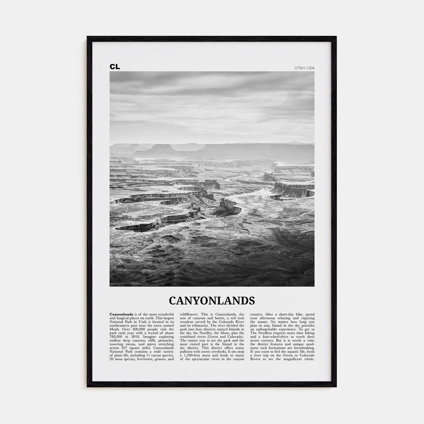 Canyonlands National Park Travel B&W Poster