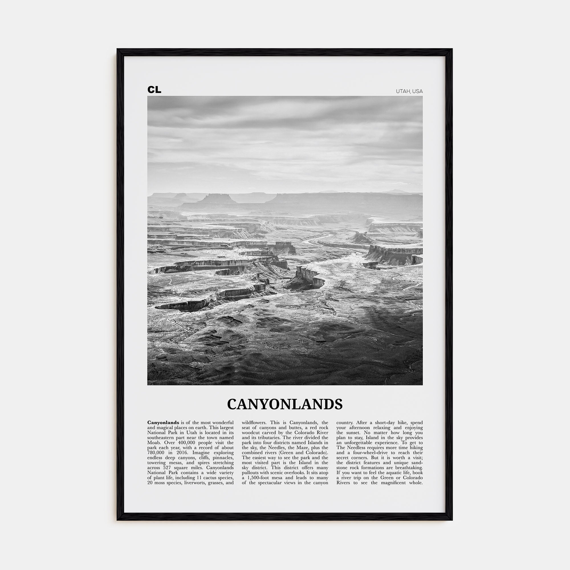 Canyonlands National Park Travel B&W Poster