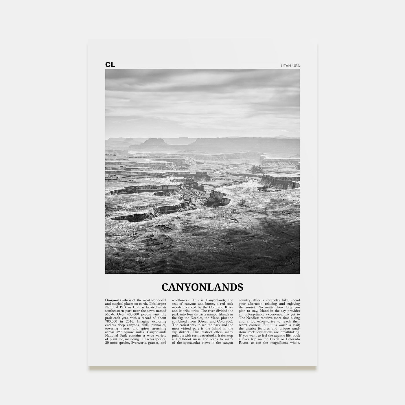 Canyonlands National Park Travel B&W Poster