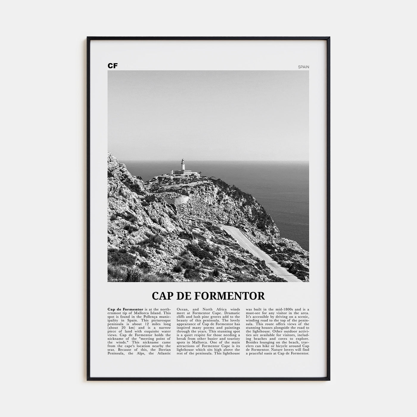 Cap de Formentor Travel B&W Poster