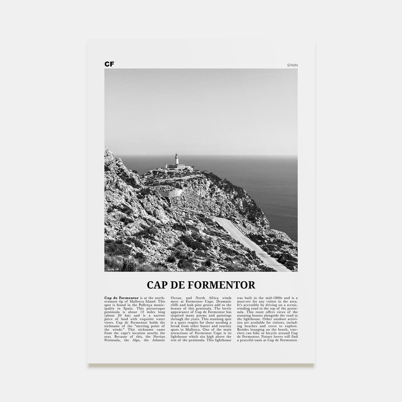 Cap de Formentor Travel B&W Poster