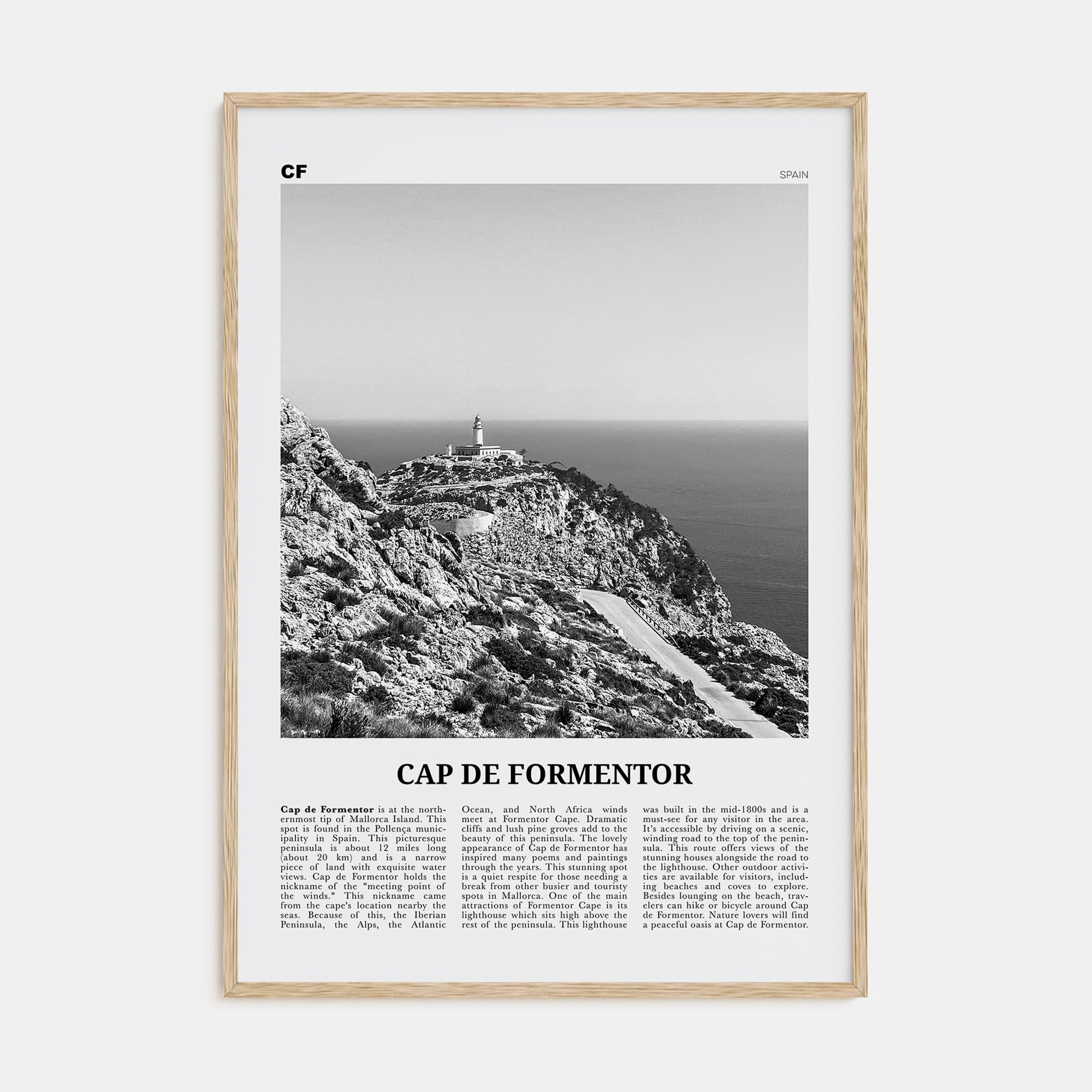 Cap de Formentor Travel B&W Poster