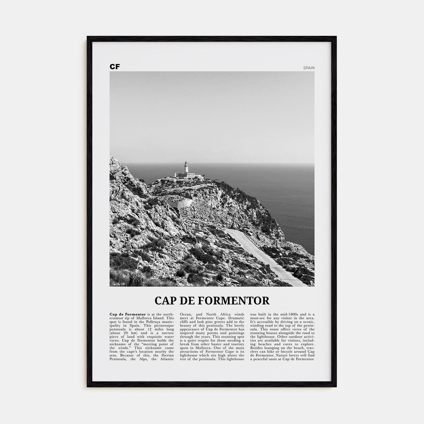 Cap de Formentor Travel B&W Poster