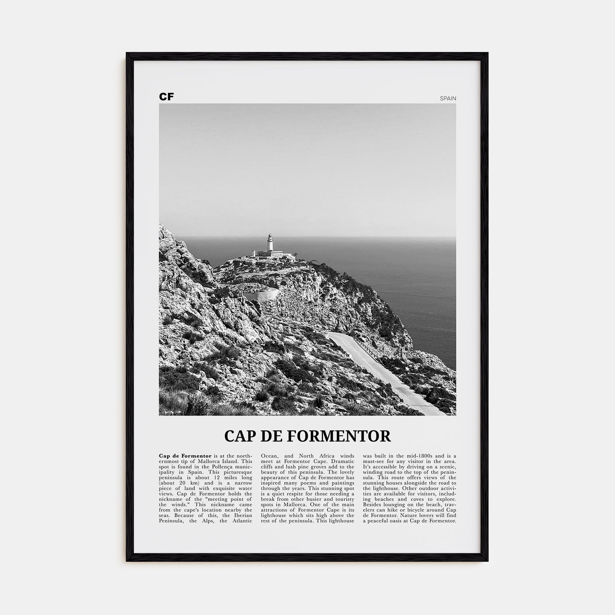 Cap de Formentor Travel B&W Poster