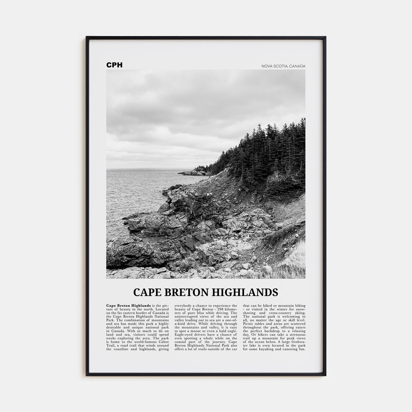 Cape Breton Highlands National Park Travel B&W Poster