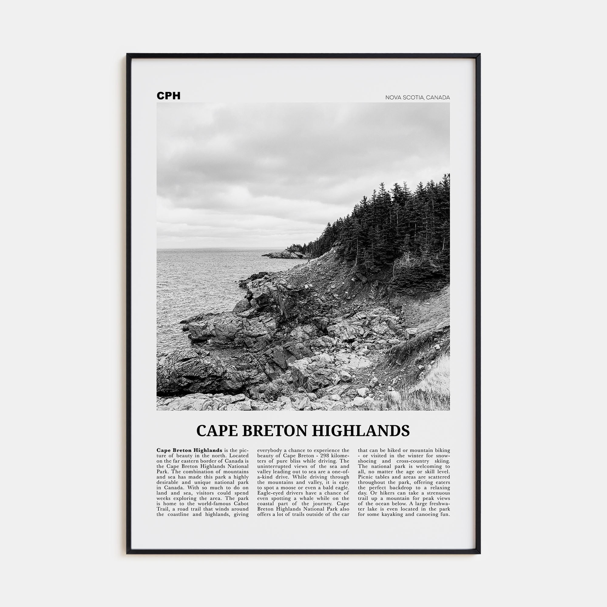 Cape Breton Highlands National Park Travel B&W Poster