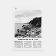 Cape Breton Highlands National Park Travel B&W Poster