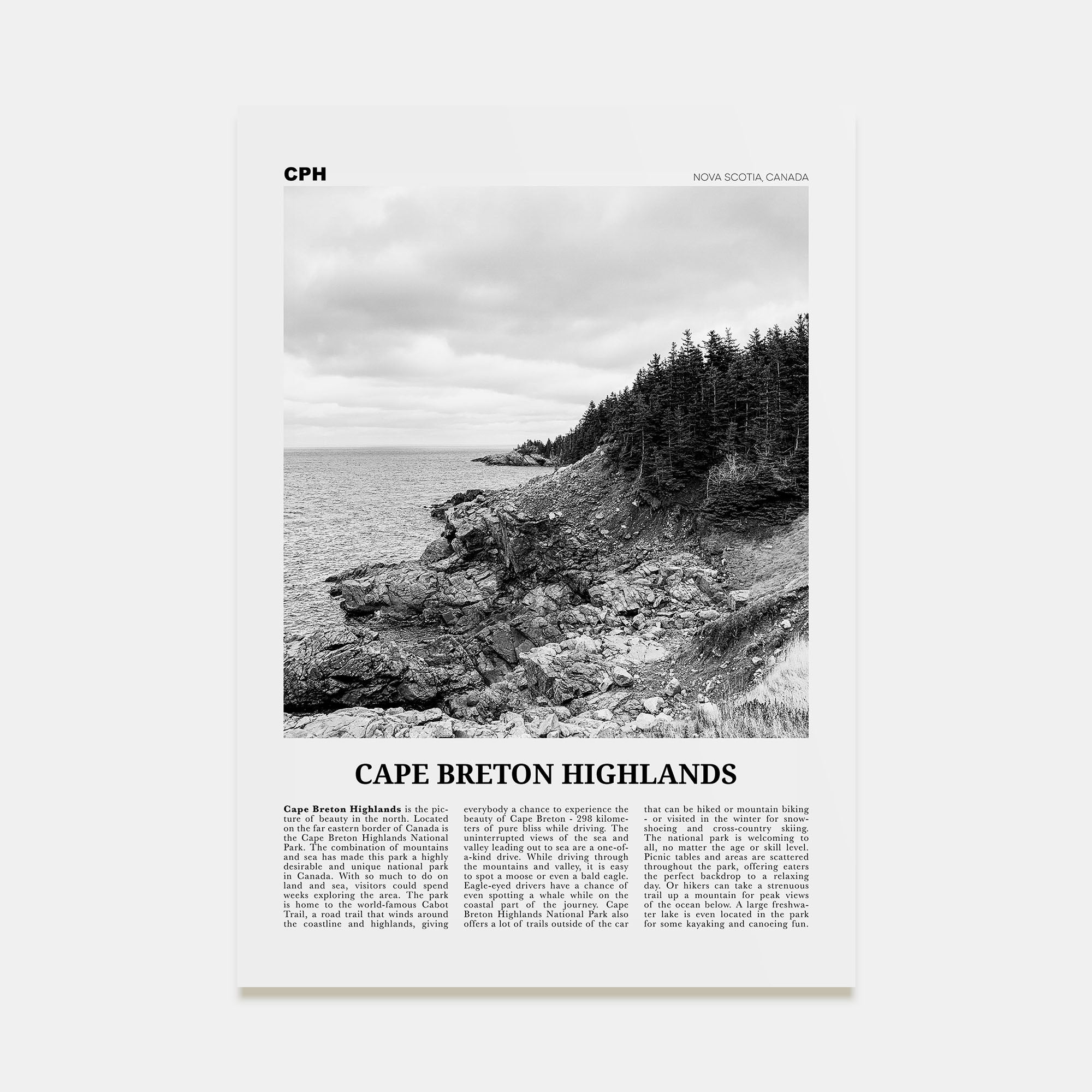 Cape Breton Highlands National Park Travel B&W Poster