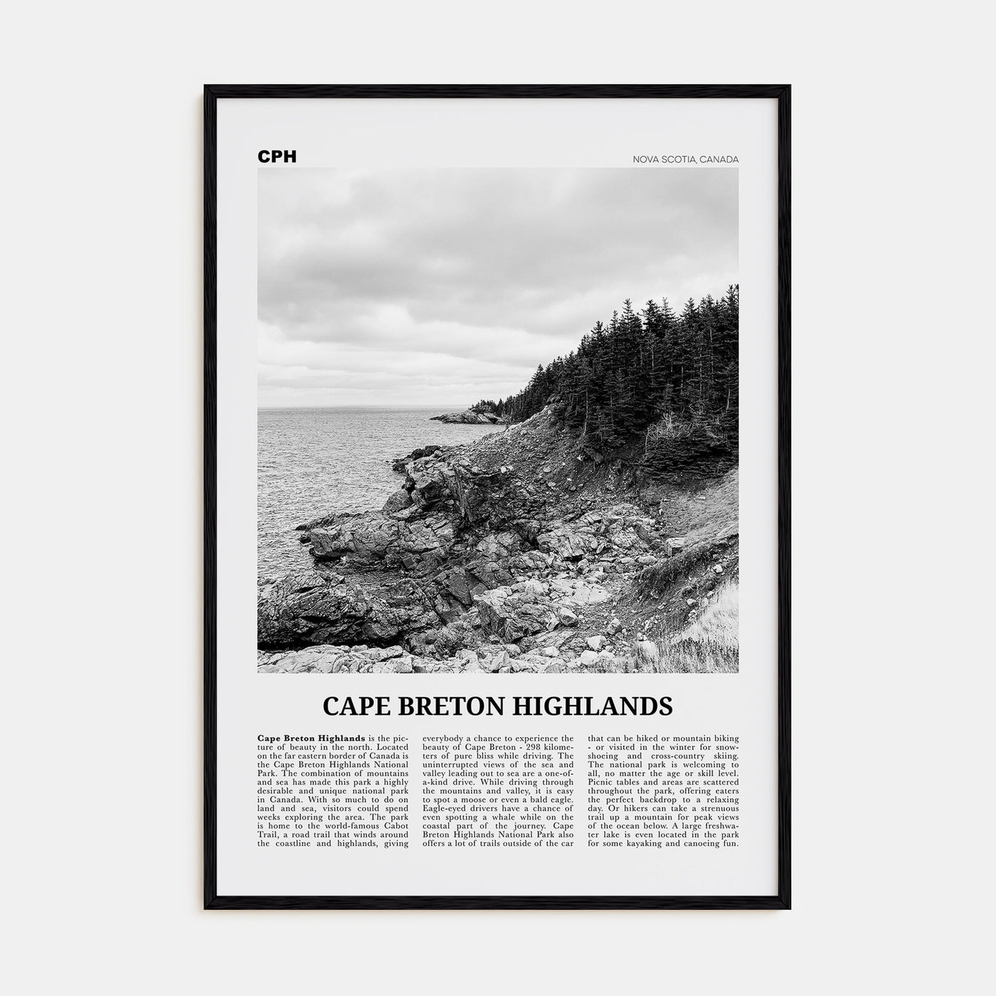 Cape Breton Highlands National Park Travel B&W Poster