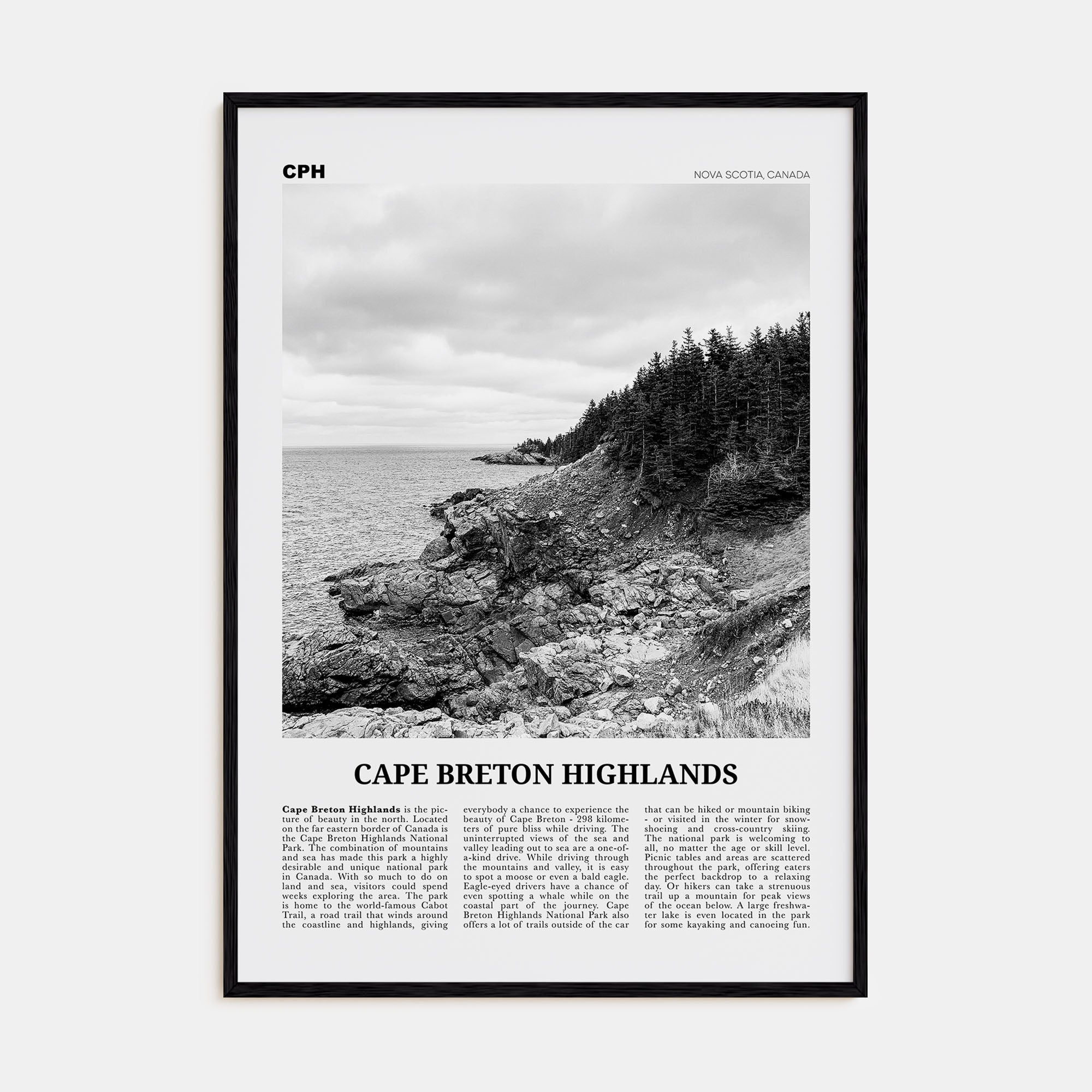 Cape Breton Highlands National Park Travel B&W Poster