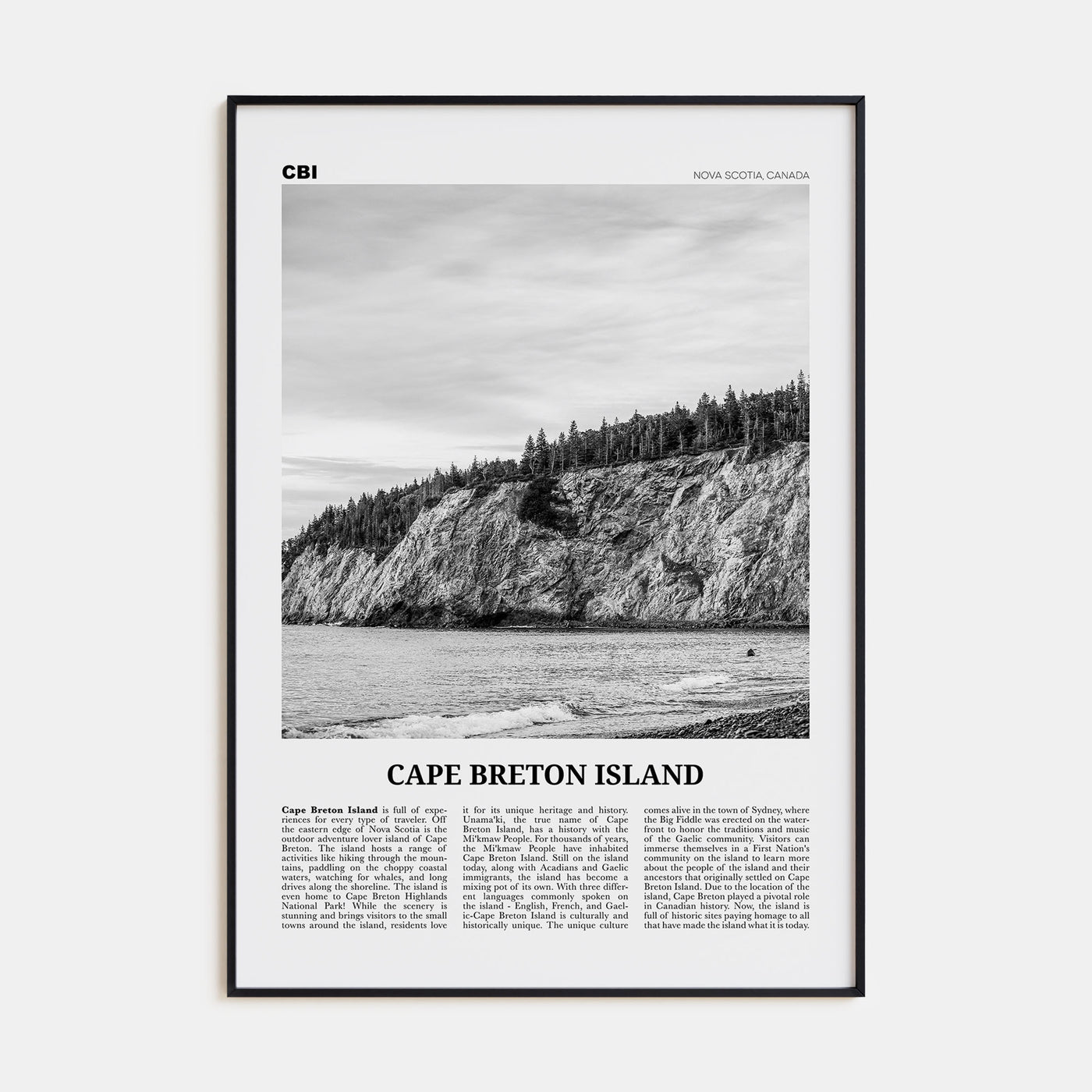 Cape Breton Island Travel B&W Poster