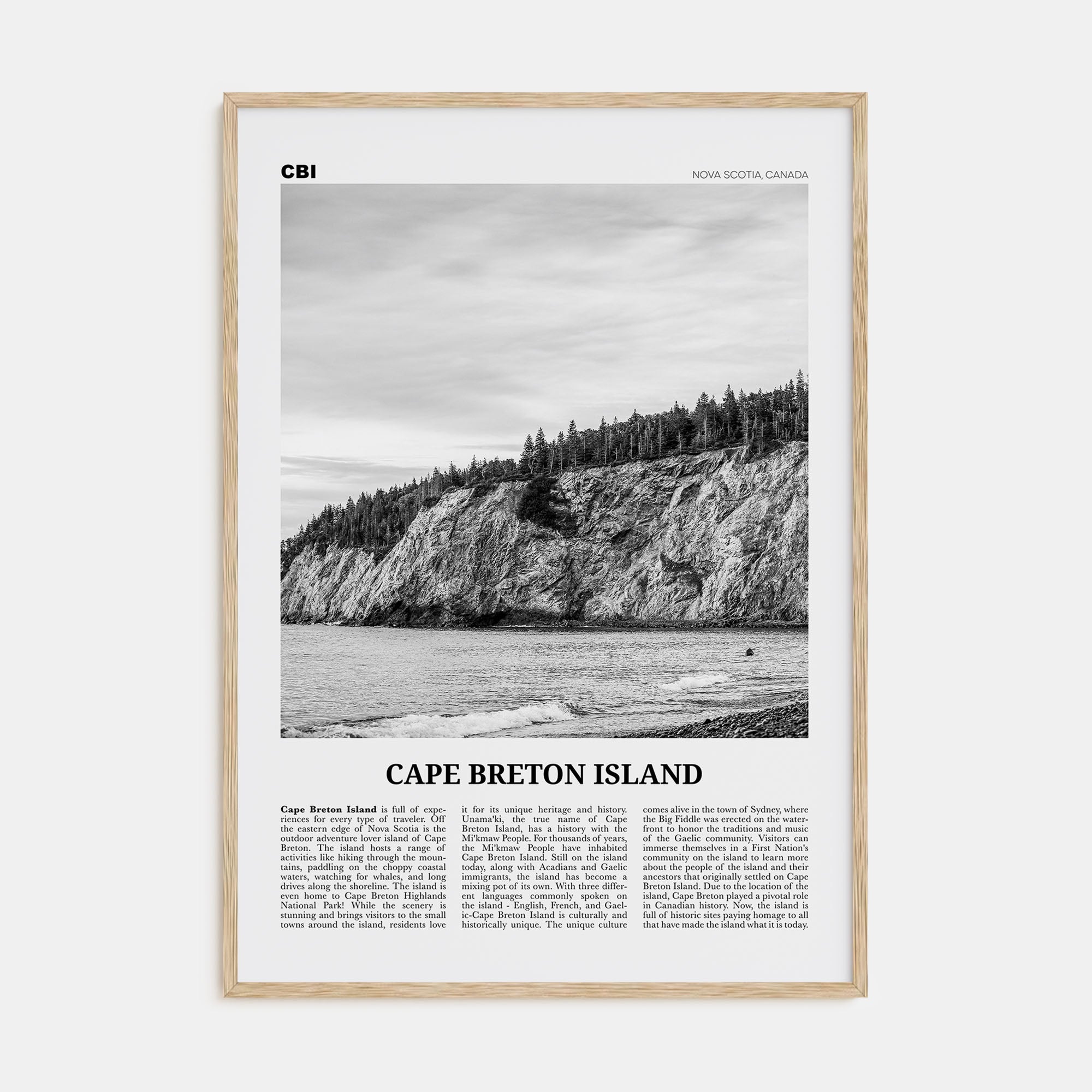Cape Breton Island Travel B&W Poster