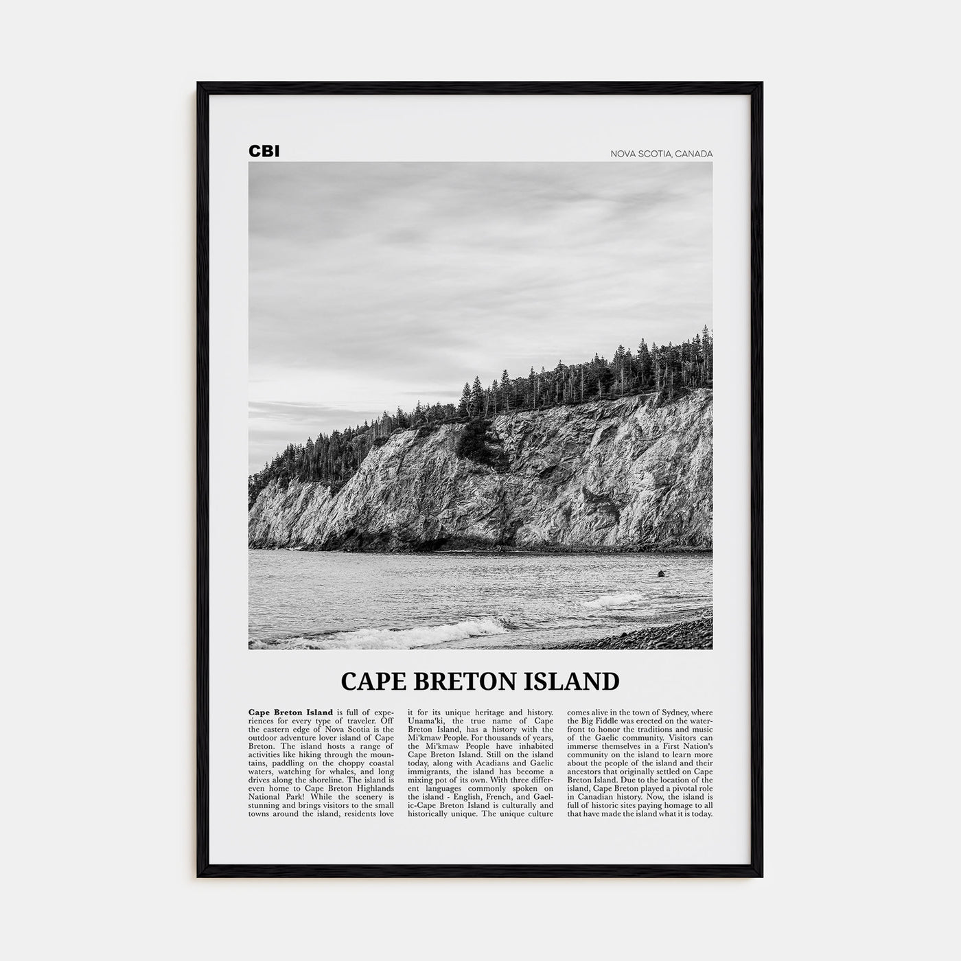 Cape Breton Island Travel B&W Poster