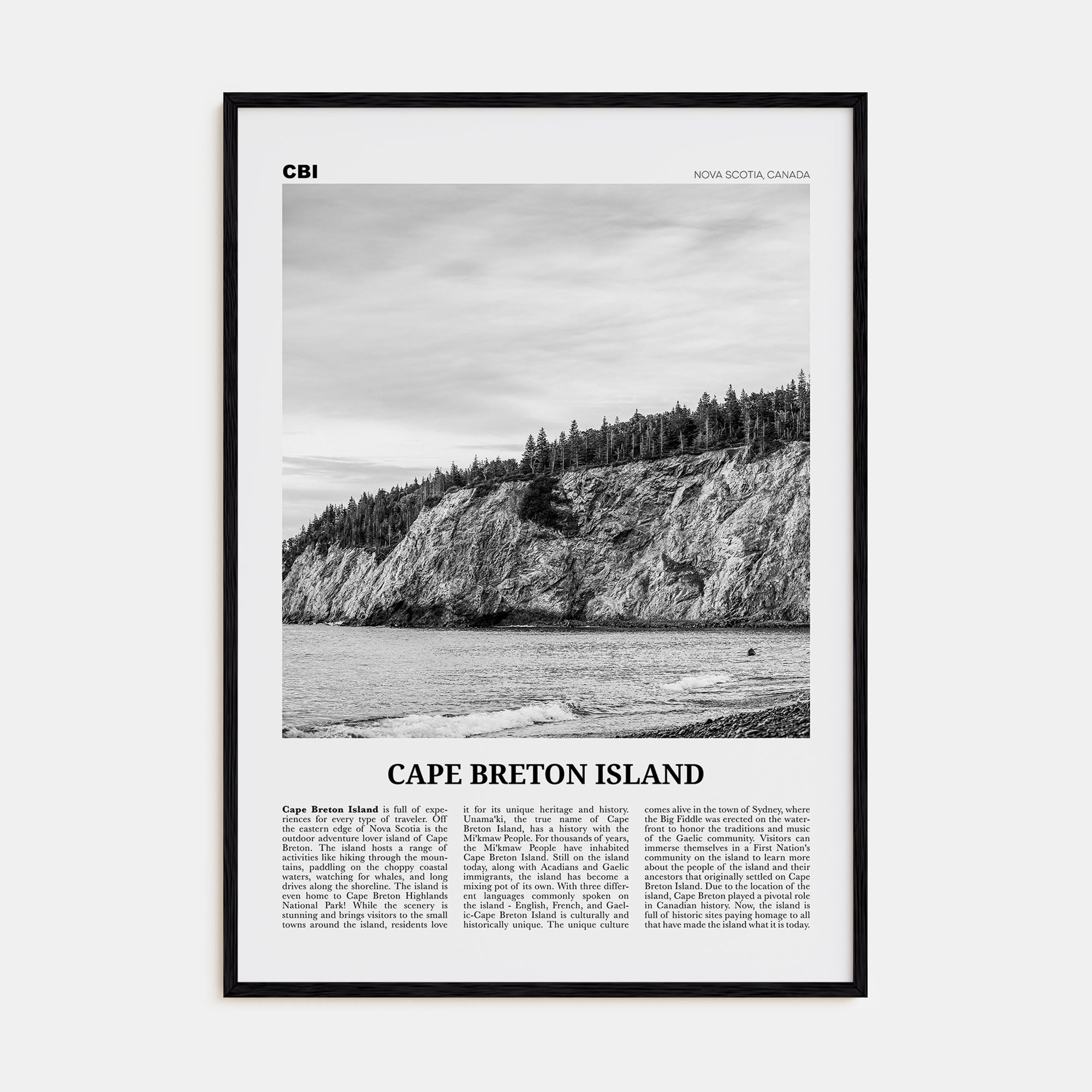 Cape Breton Island Travel B&W Poster
