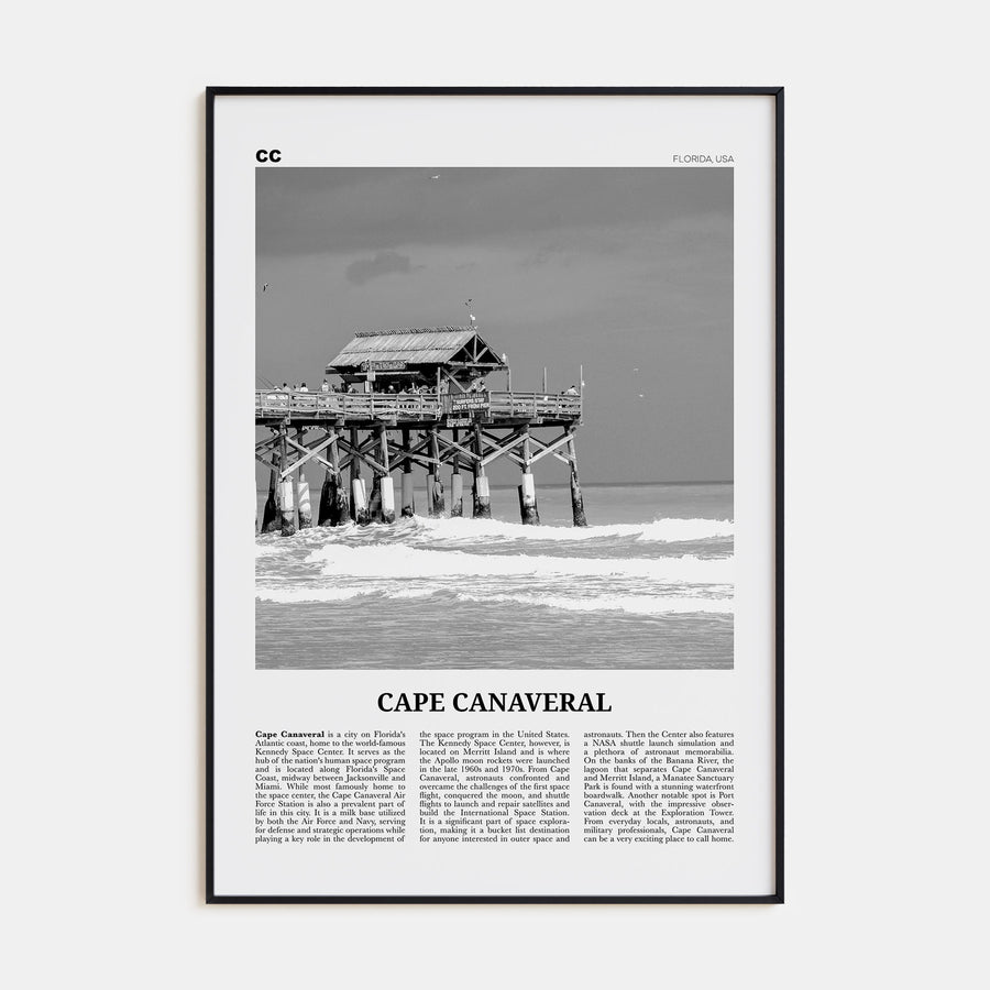 Cape Canaveral Travel B&W Poster