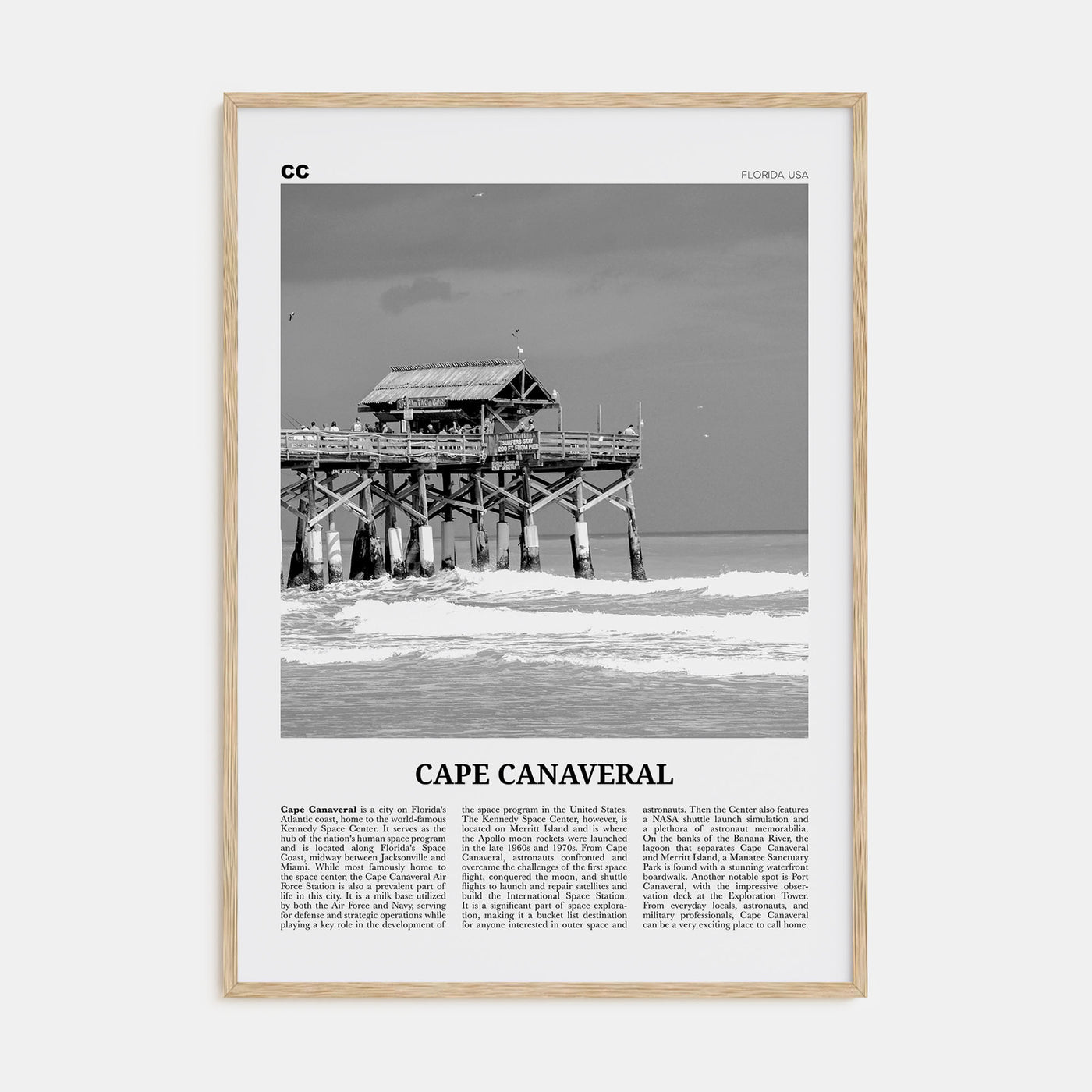 Cape Canaveral Travel B&W Poster