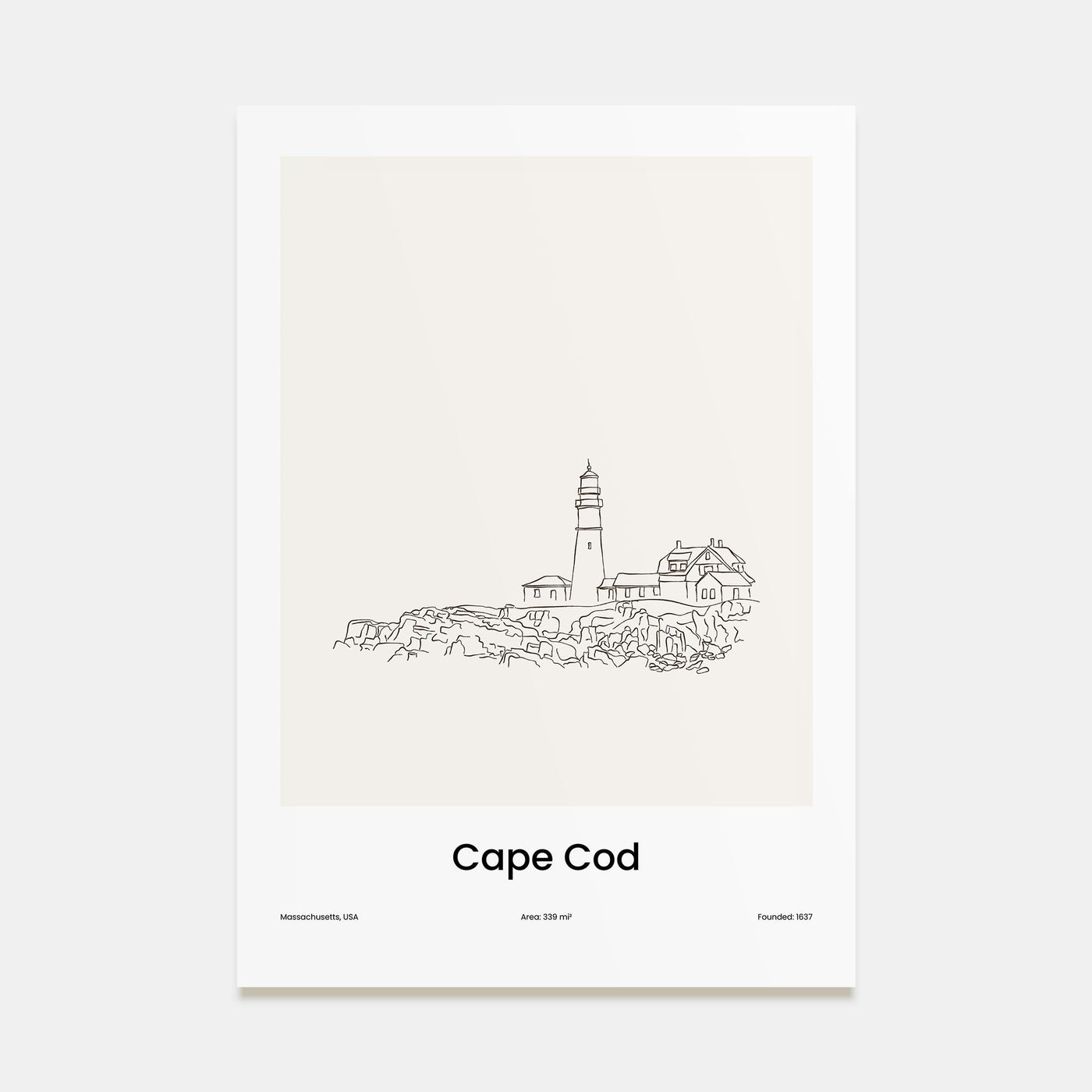 Cape Cod Drawn Poster
