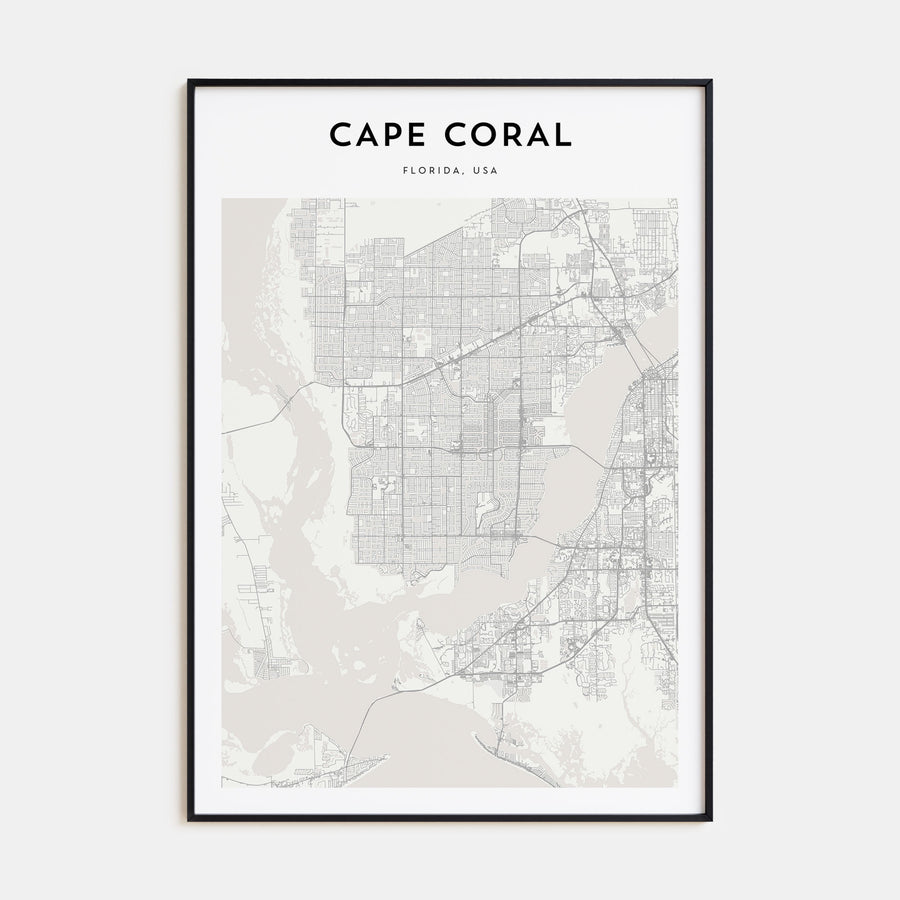 Cape Coral Map Portrait Poster