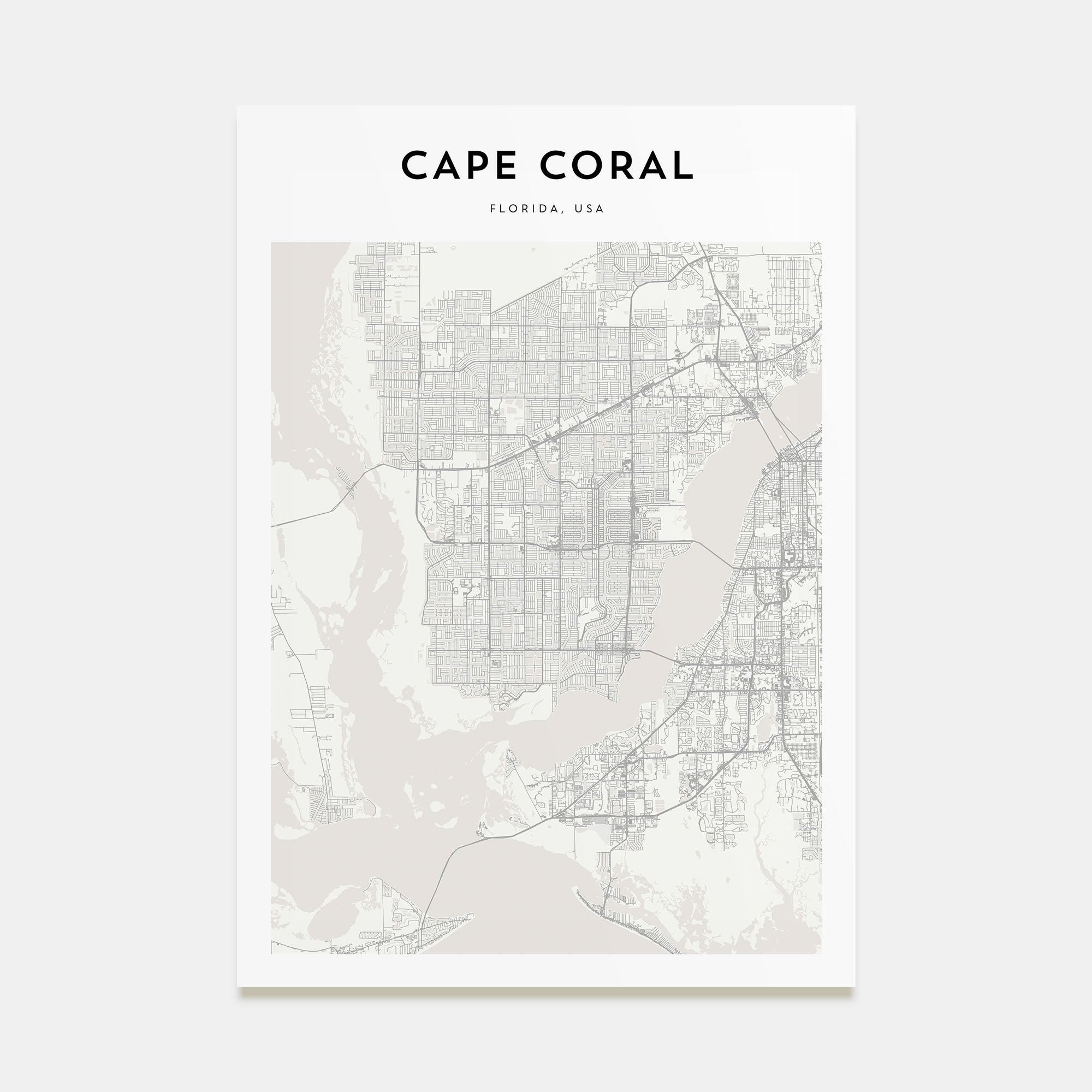 Cape Coral Map Portrait Poster