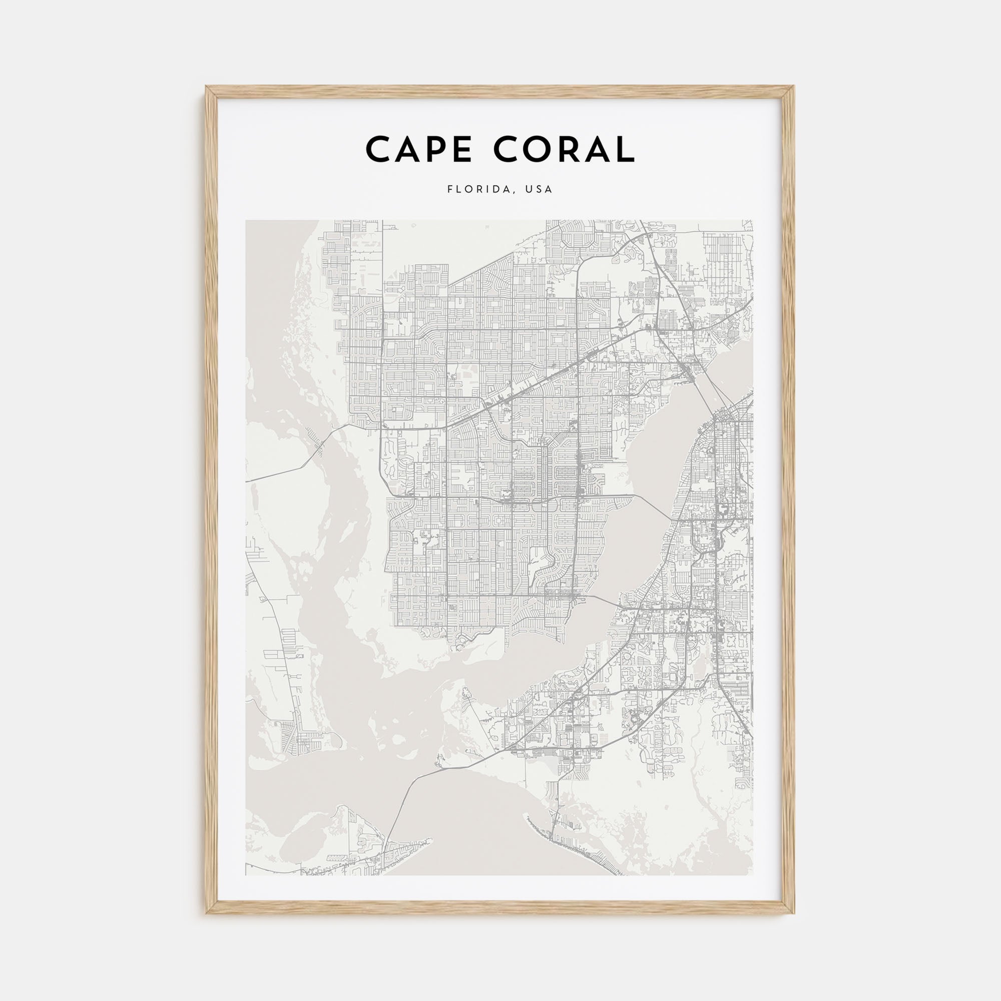 Cape Coral Map Portrait Poster